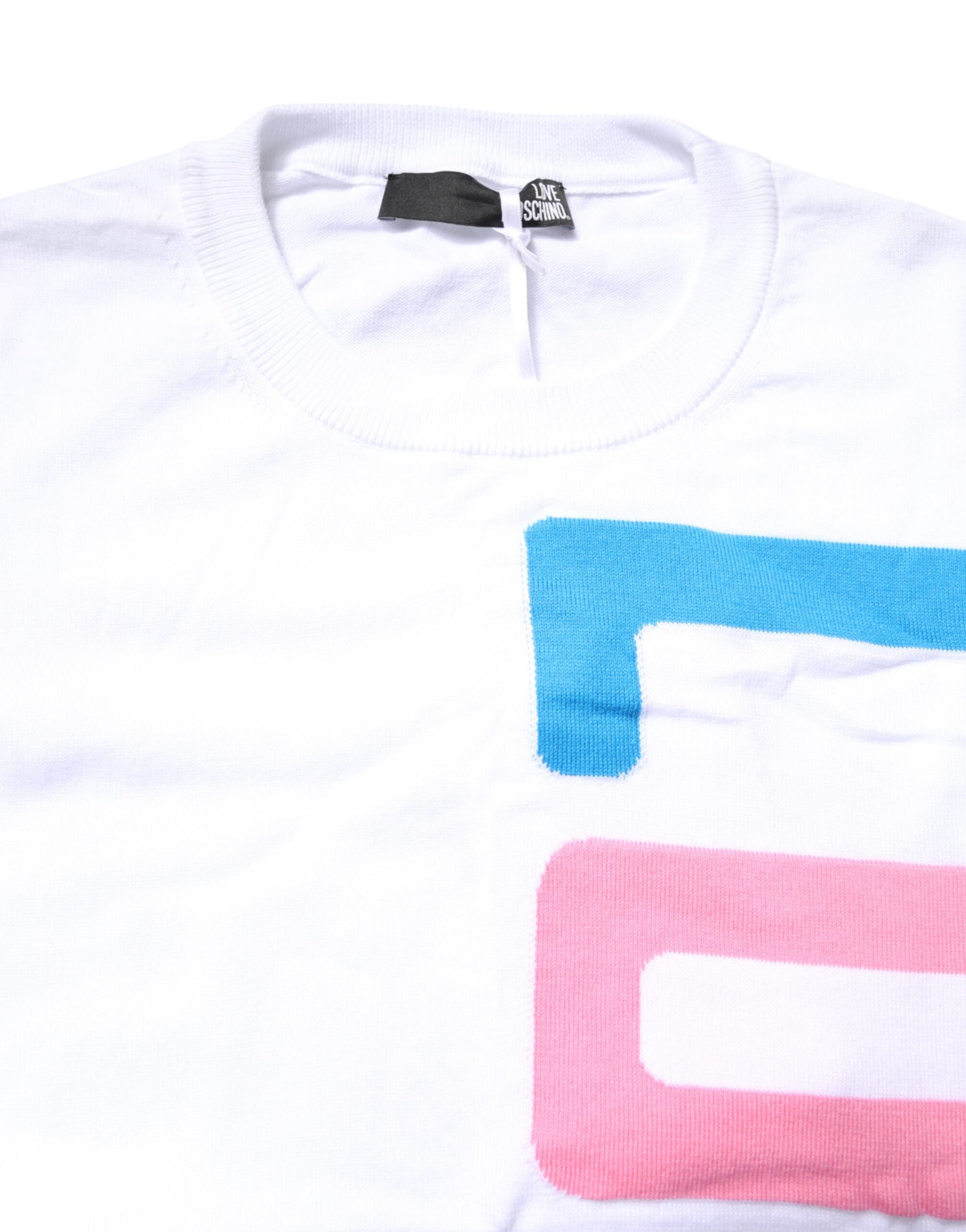 Love Moschino White Graphic Print Cotton Long Sleeves T-shirt | Regal Royce