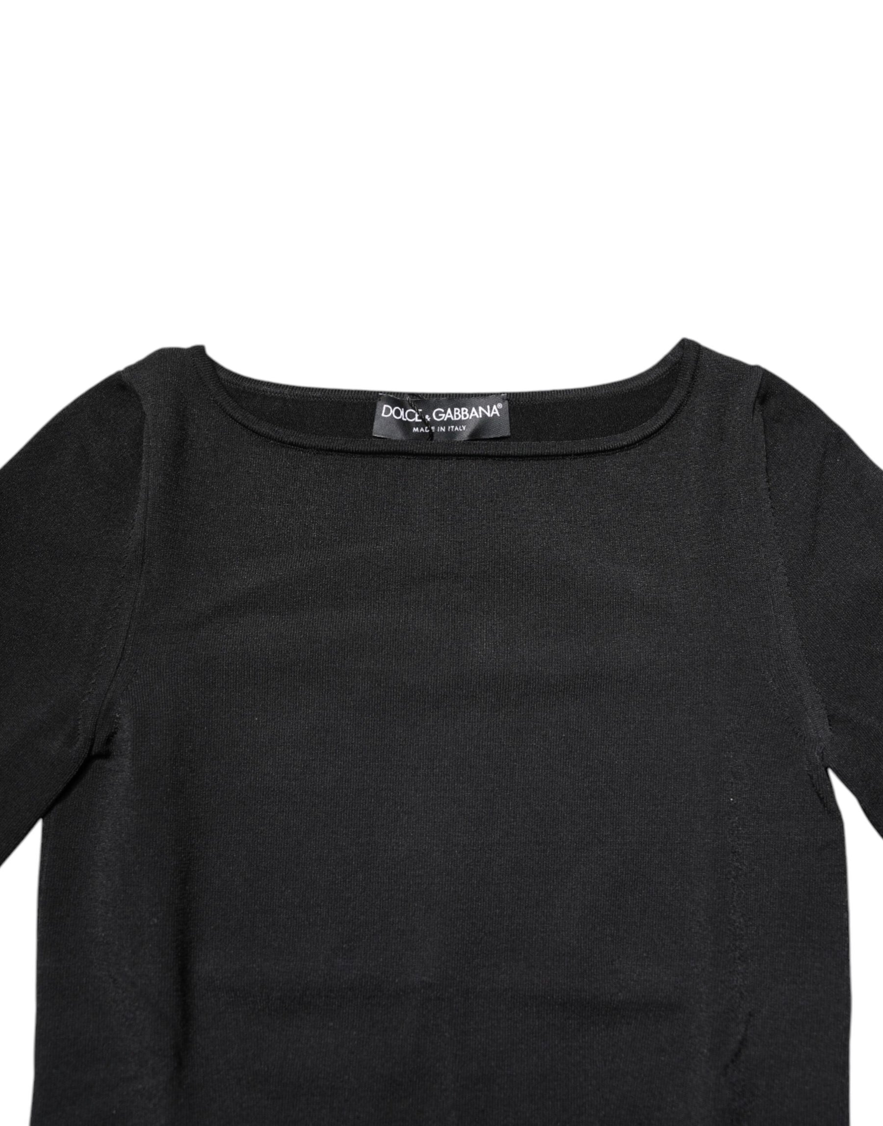 Dolce & Gabbana Black Viscose Long Sleeves Pullover Top | Regal Royce