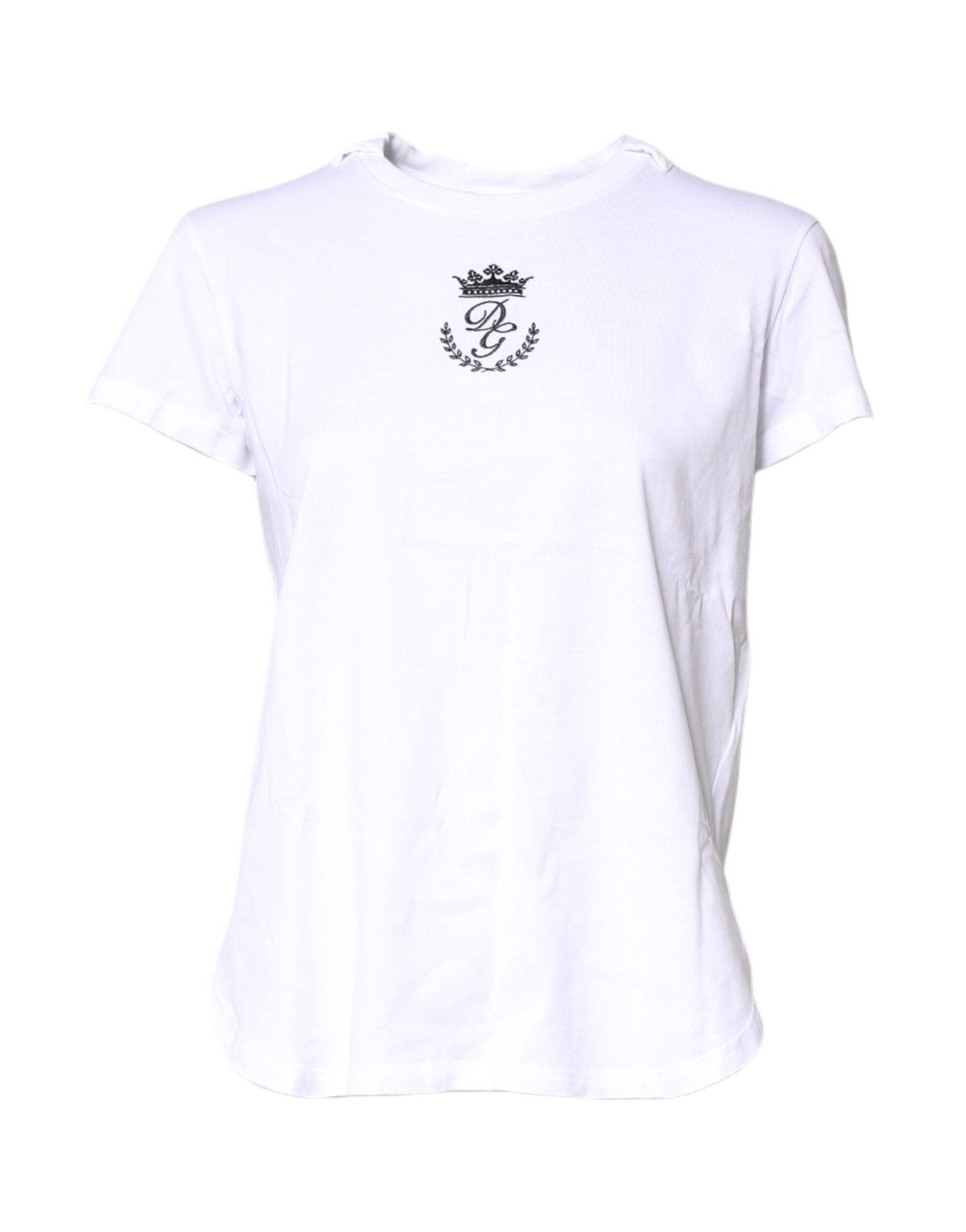 Dolce & Gabbana White Logo Crown Cotton Crew Neck T-shirt | Regal Royce
