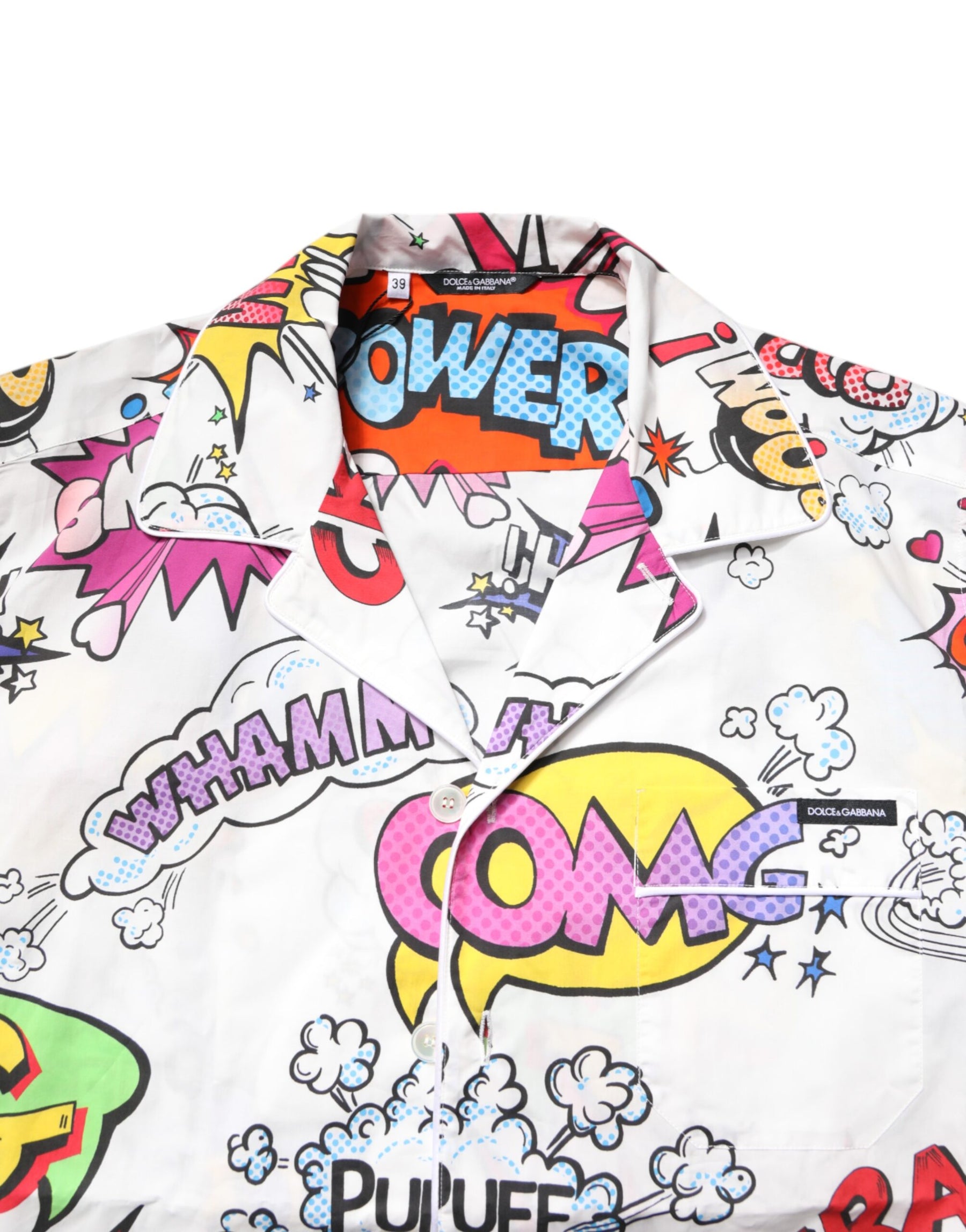 Dolce & Gabbana White Cartoon Print Cotton Men Pajama Set Sleepwear | Regal Royce