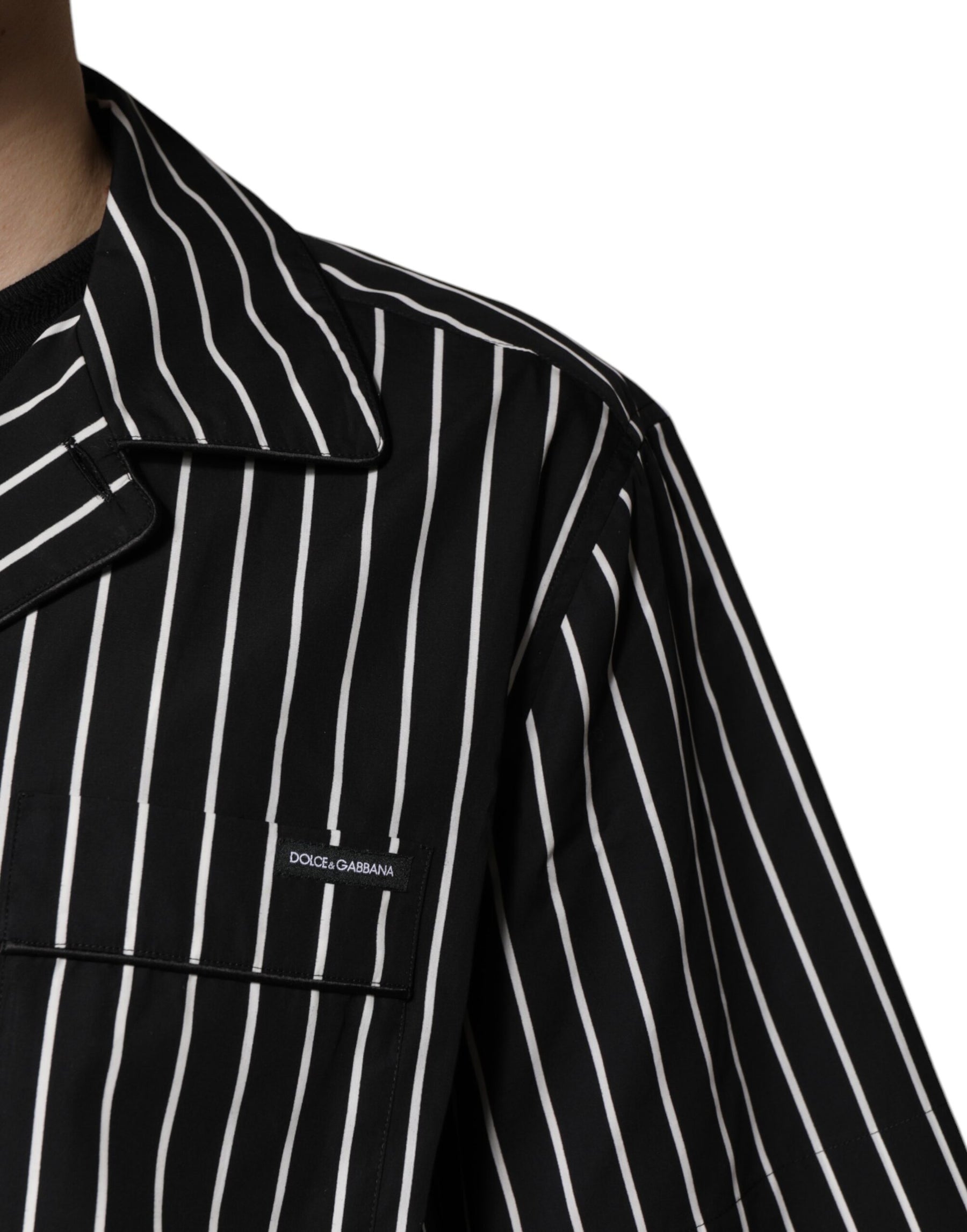 Dolce & Gabbana Black White Stripes Cotton Men Pajama Set Sleepwear | Regal Royce