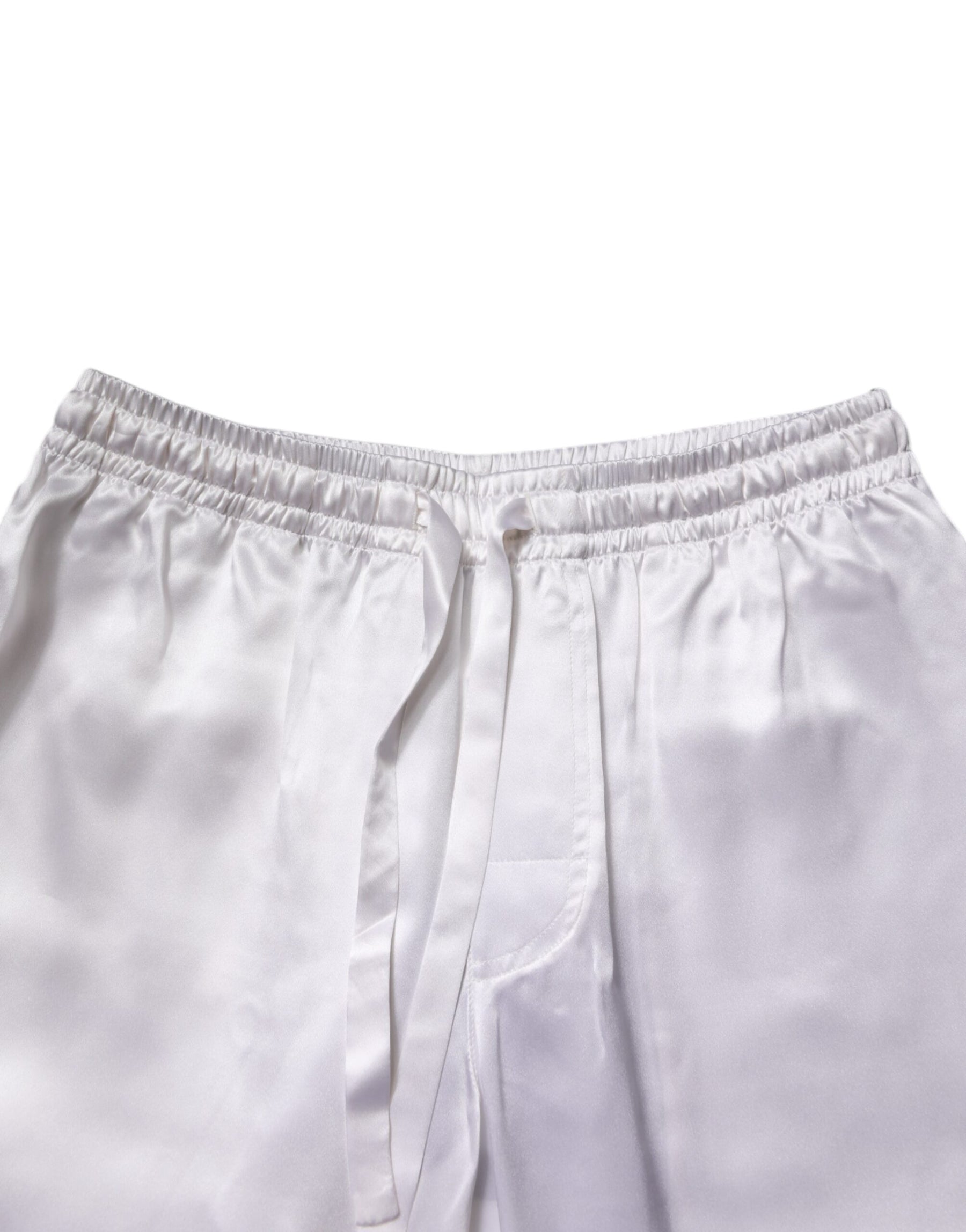 Dolce & Gabbana White Satin Silk Men Pajama Set Sleepwear | Regal Royce