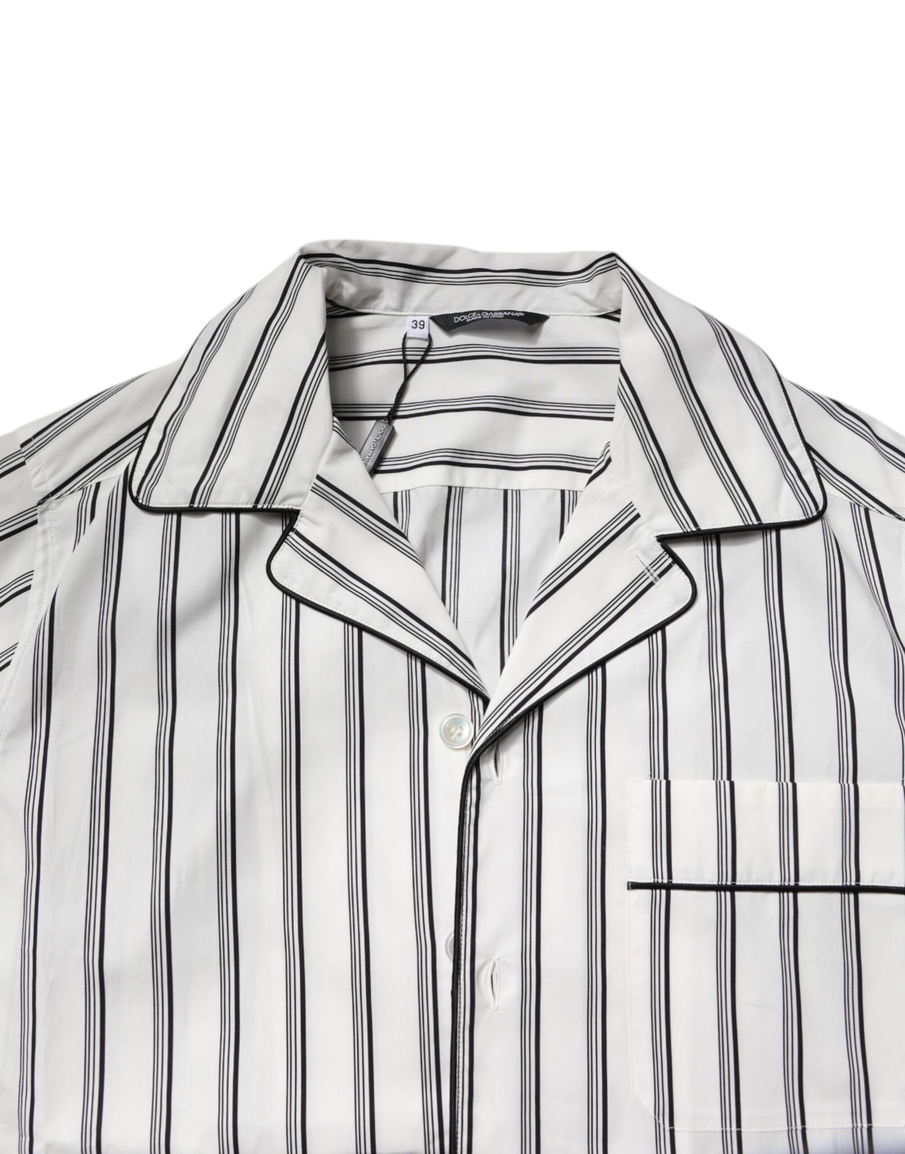 Dolce & Gabbana White Black Stripes Cotton Men Pajama Set Sleepwear | Regal Royce
