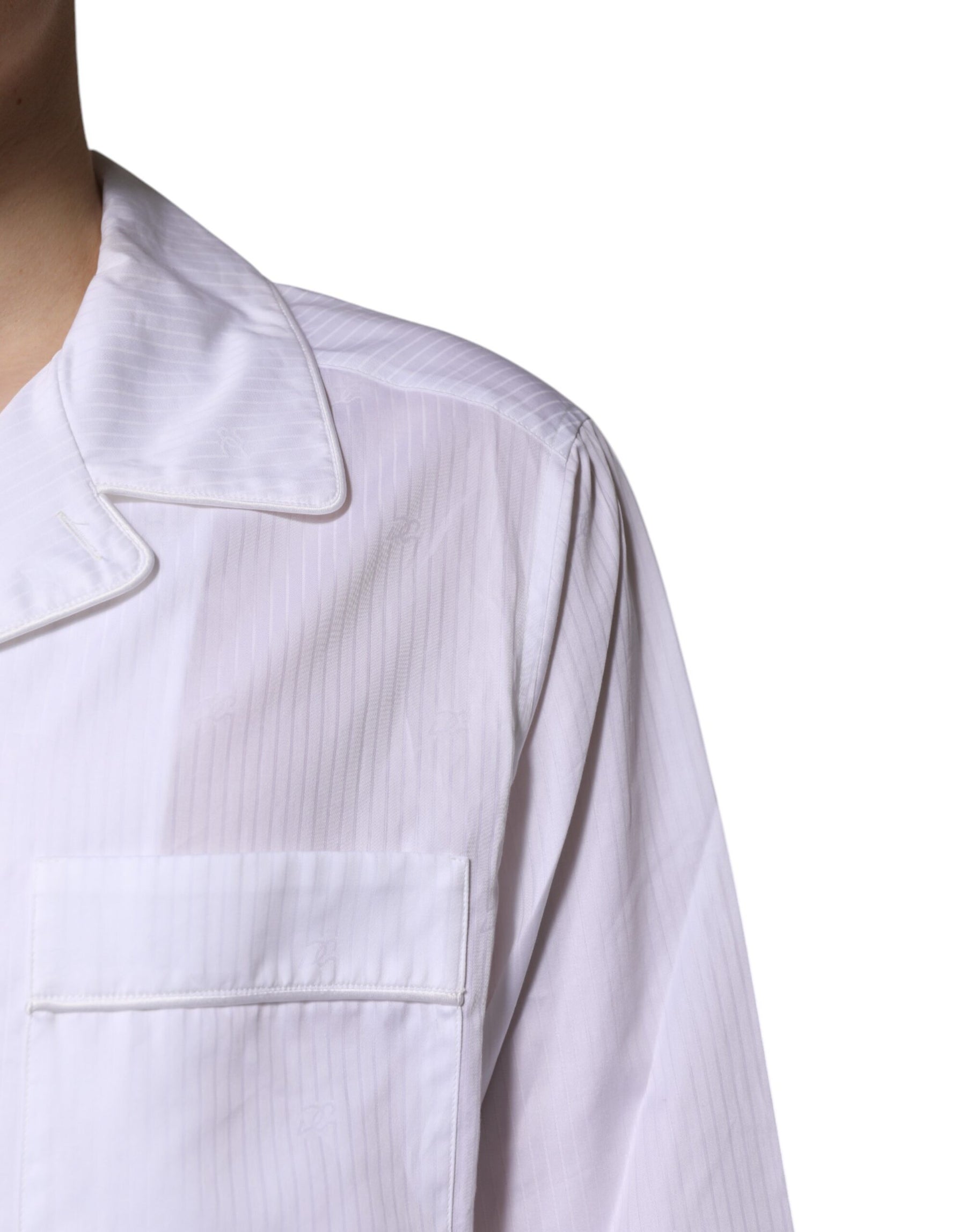 Dolce & Gabbana White Cotton Shirt Pants Pajama Set Sleepwear | Regal Royce