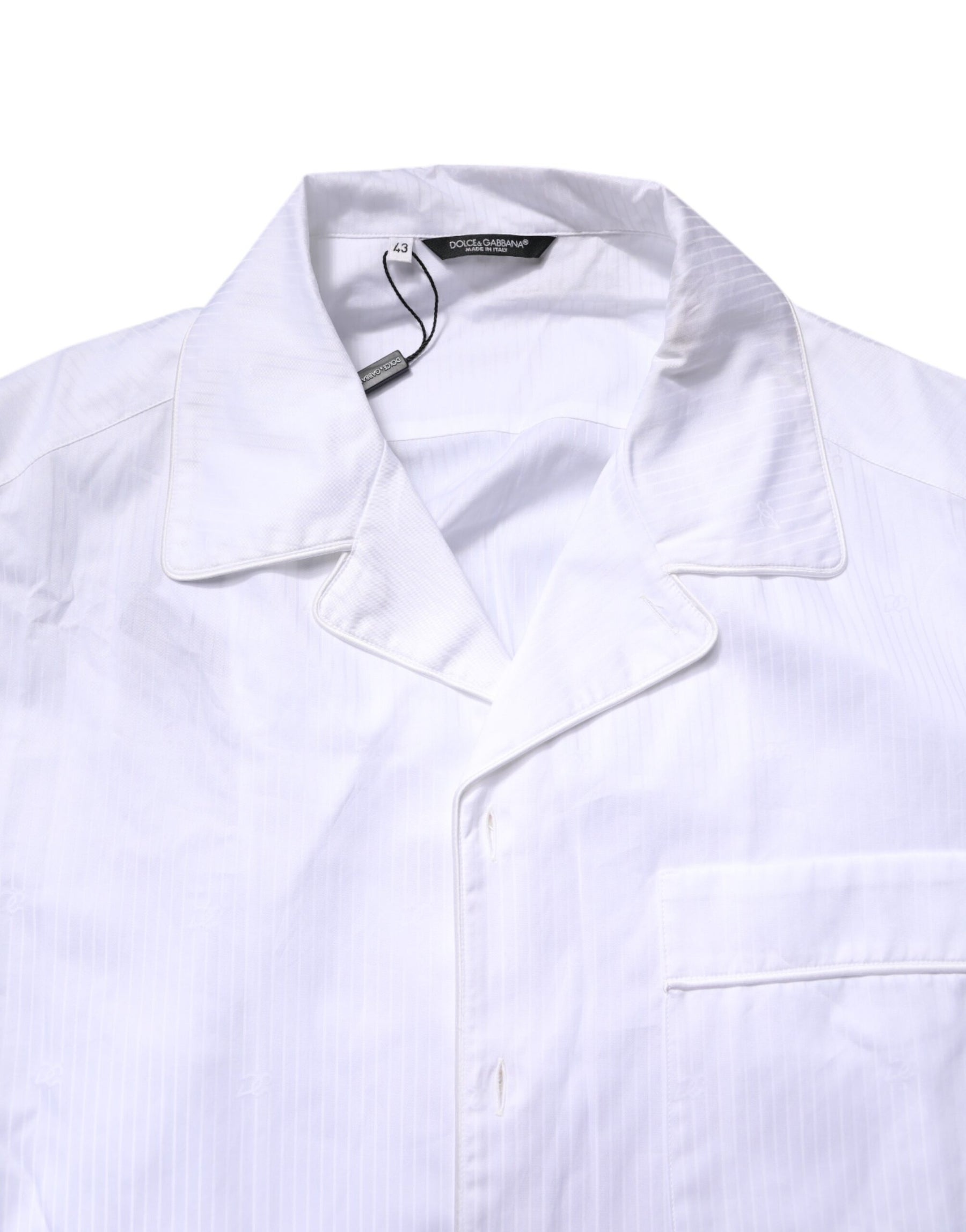 Dolce & Gabbana White Cotton Shirt Pants Pajama Set Sleepwear | Regal Royce