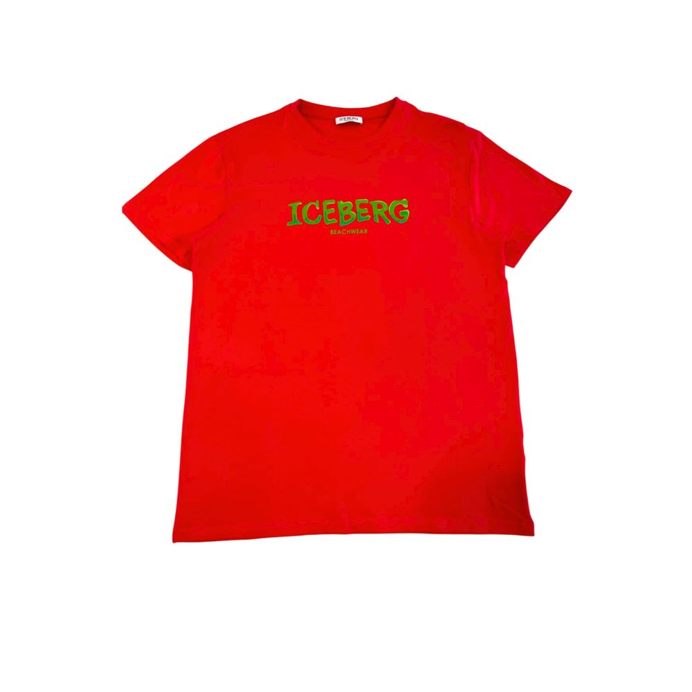 Iceberg Red Cotton Men T-Shirt | Regal Royce