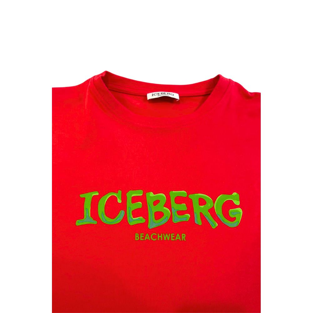 Iceberg Red Cotton Men T-Shirt | Regal Royce