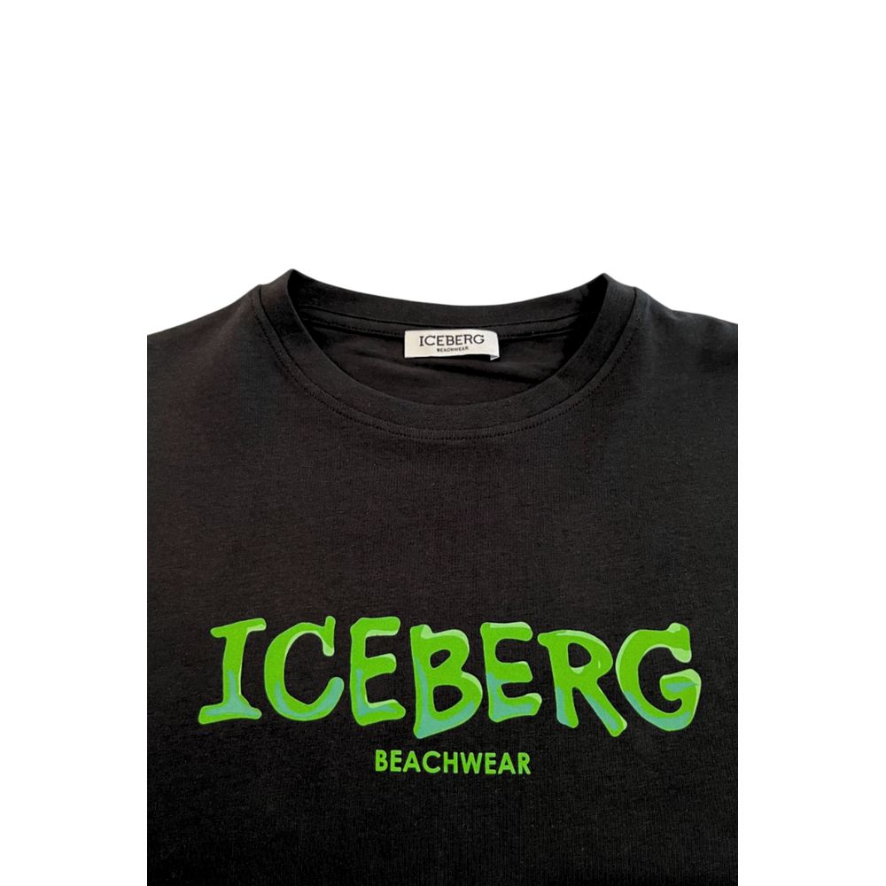 Iceberg Black Cotton Men T-Shirt | Regal Royce