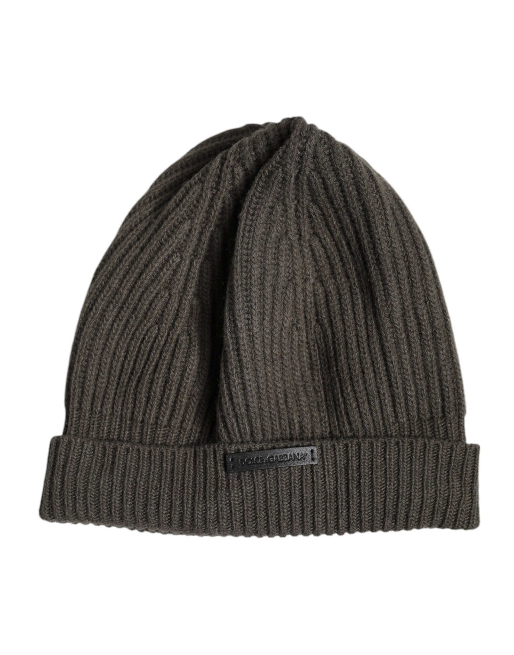 Dolce & Gabbana Green Wool DG Plaque Knitted Winter Beanie Hat | Regal Royce