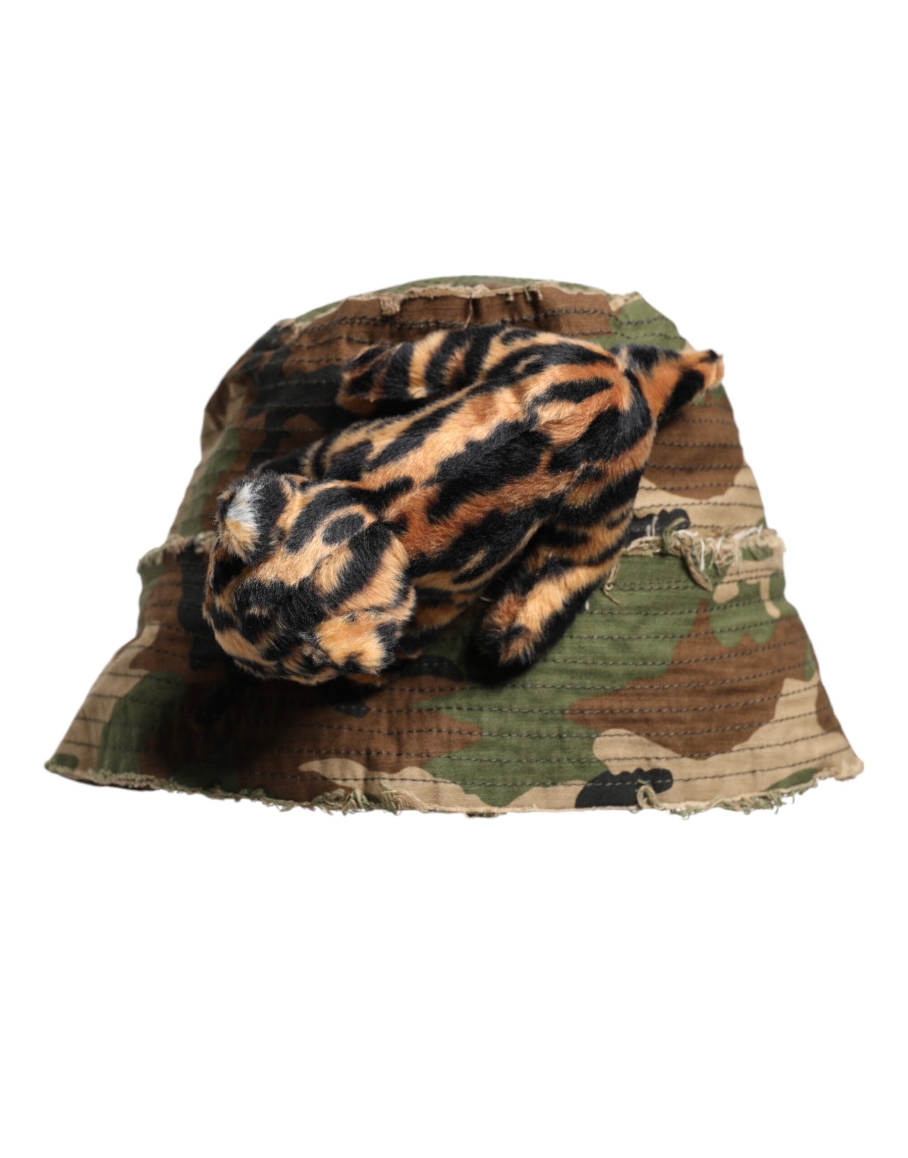 Dolce & Gabbana Multicolor Leopard Embellish Wide Brim Bucket Hat | Regal Royce