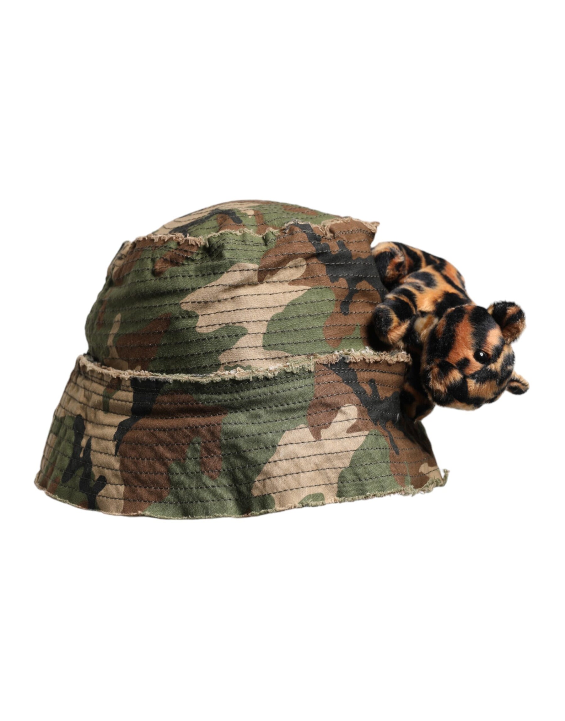 Dolce & Gabbana Multicolor Leopard Embellish Wide Brim Bucket Hat | Regal Royce