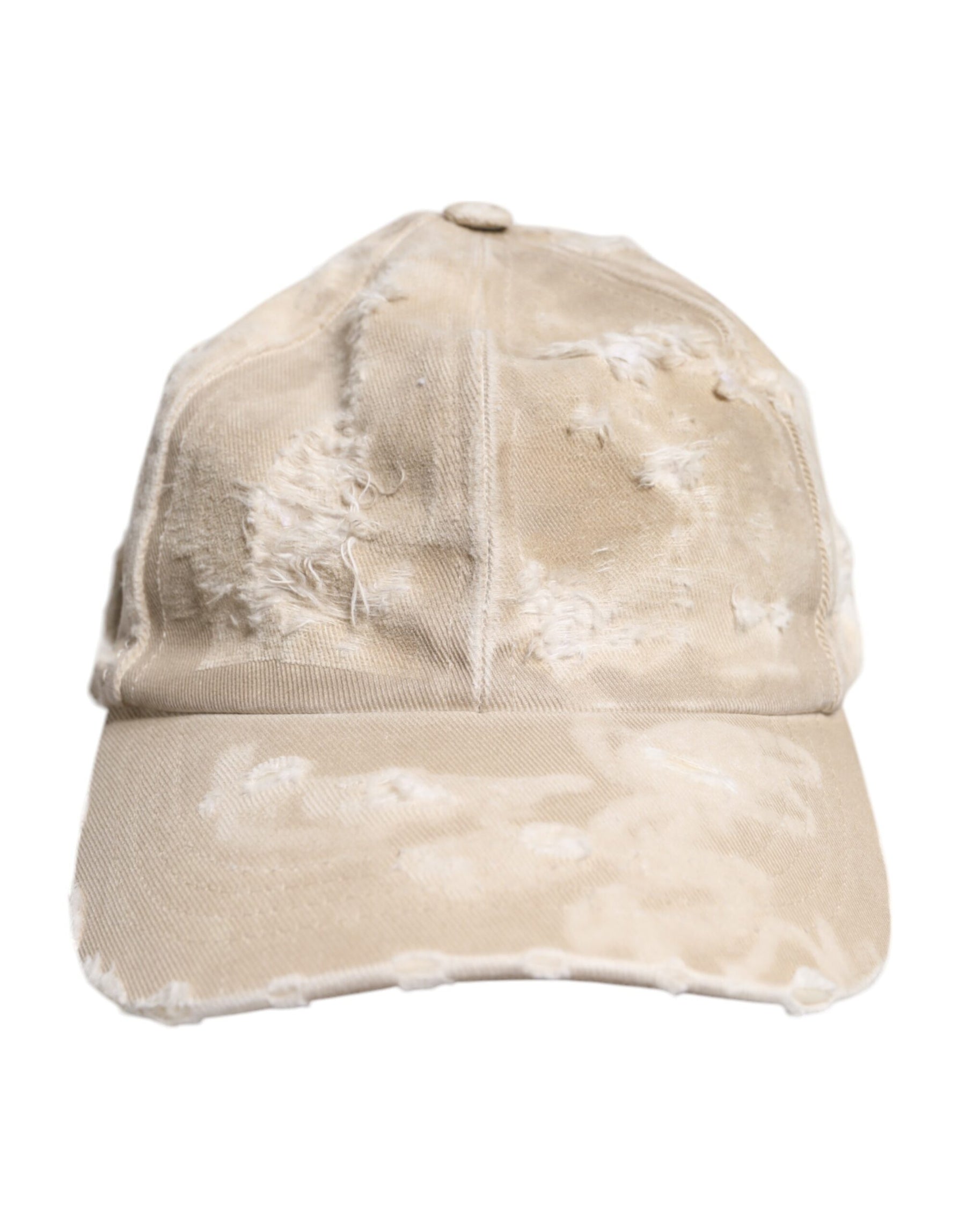 Dolce & Gabbana Beige Tattered Cotton 6 Panels Baseball Cap | Regal Royce