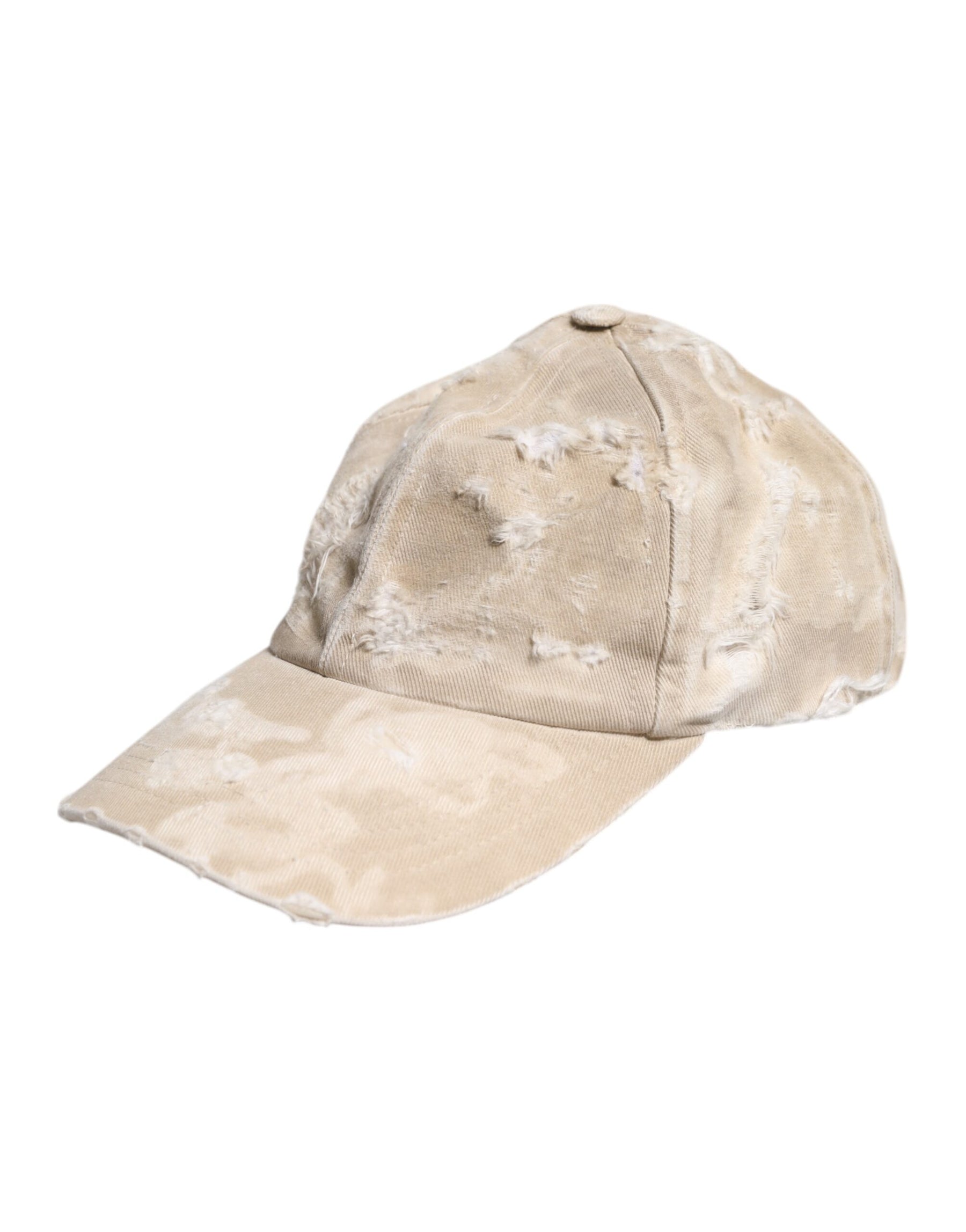 Dolce & Gabbana Beige Tattered Cotton 6 Panels Baseball Cap | Regal Royce