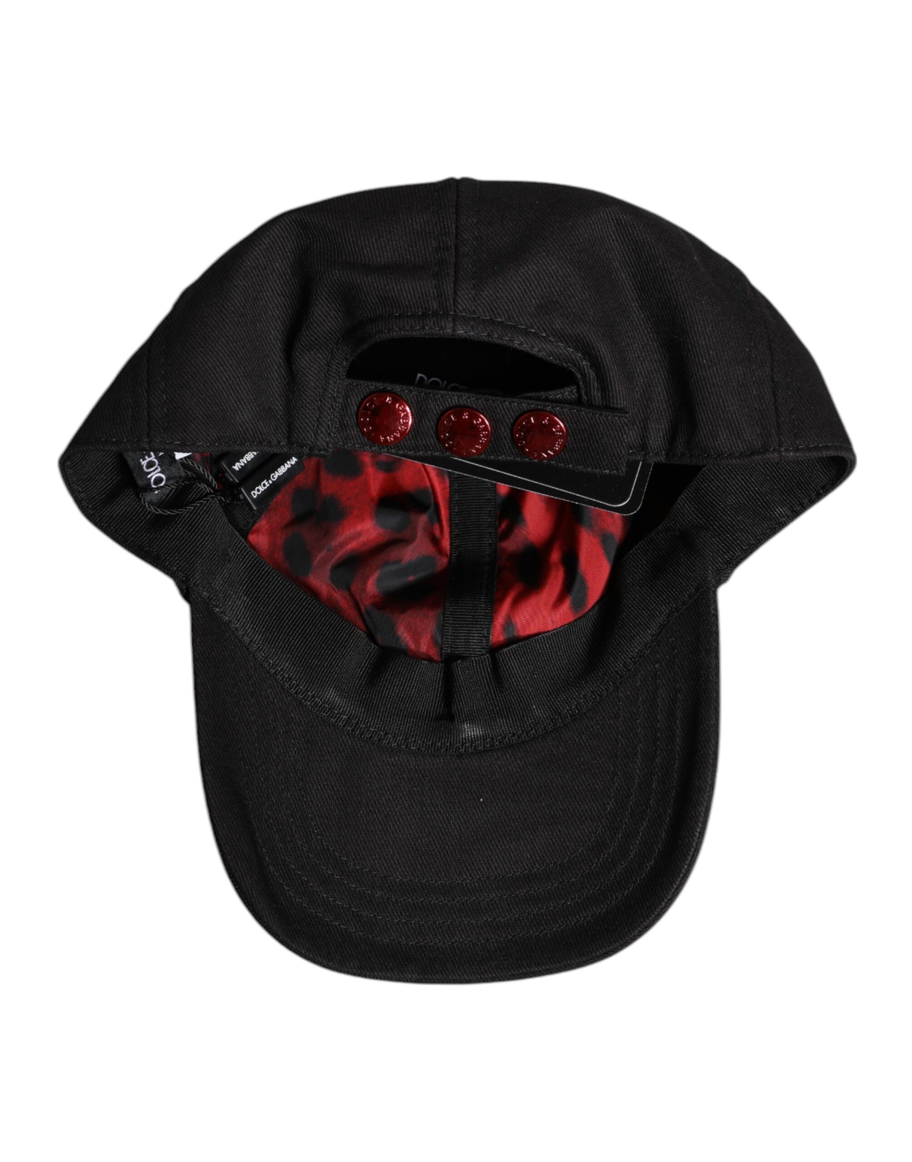 Dolce & Gabbana Black Cotton Logo Patch 6 Panels Baseball Cap | Regal Royce