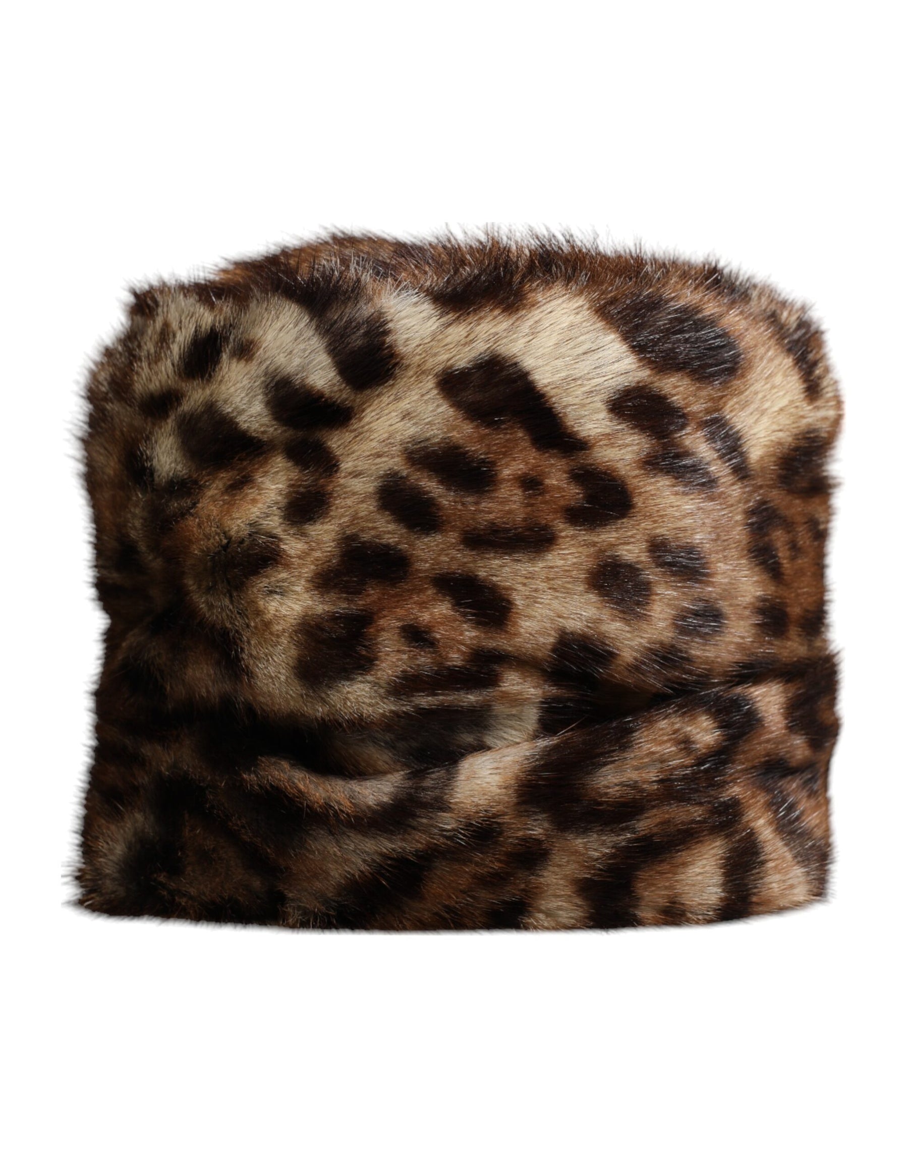 Dolce & Gabbana Brown Leopard Faux Fur Women Bucket Hat | Regal Royce