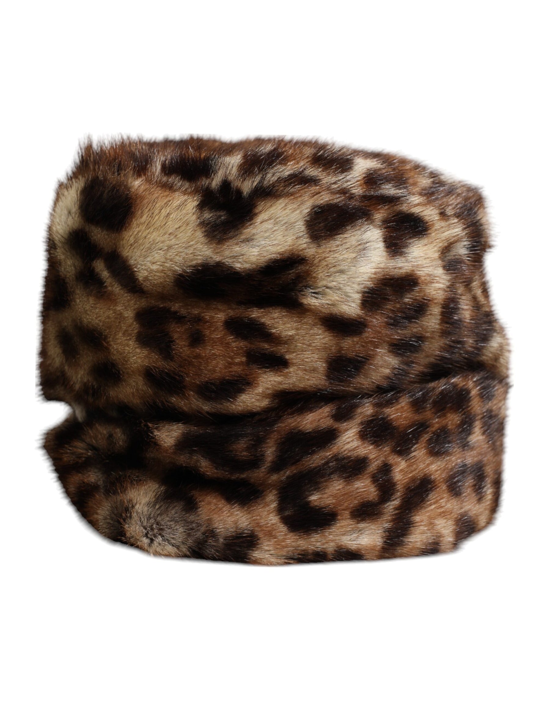 Dolce & Gabbana Brown Leopard Faux Fur Women Bucket Hat | Regal Royce