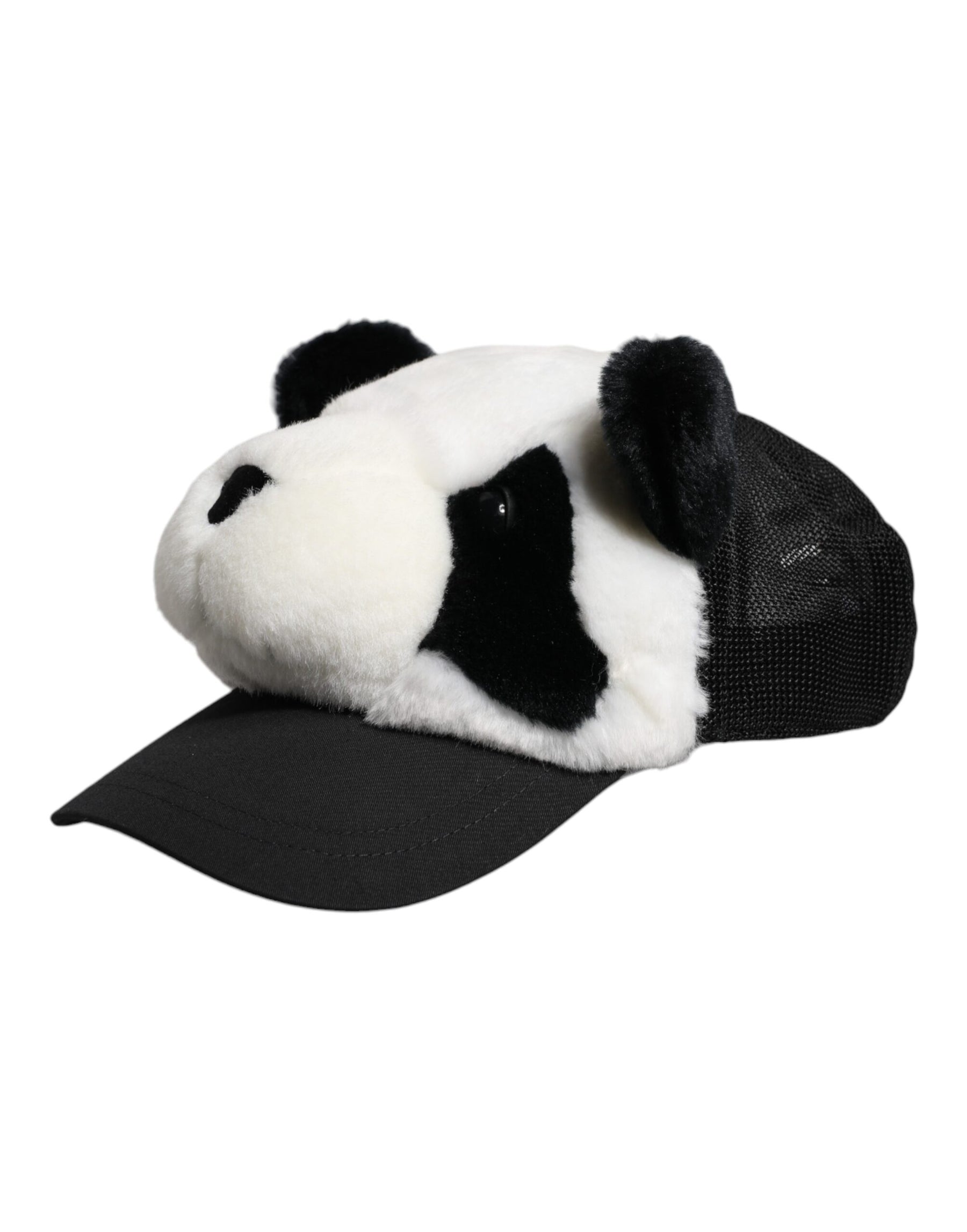 Dolce & Gabbana Black White Panda Fur Women Baseball Cap | Regal Royce