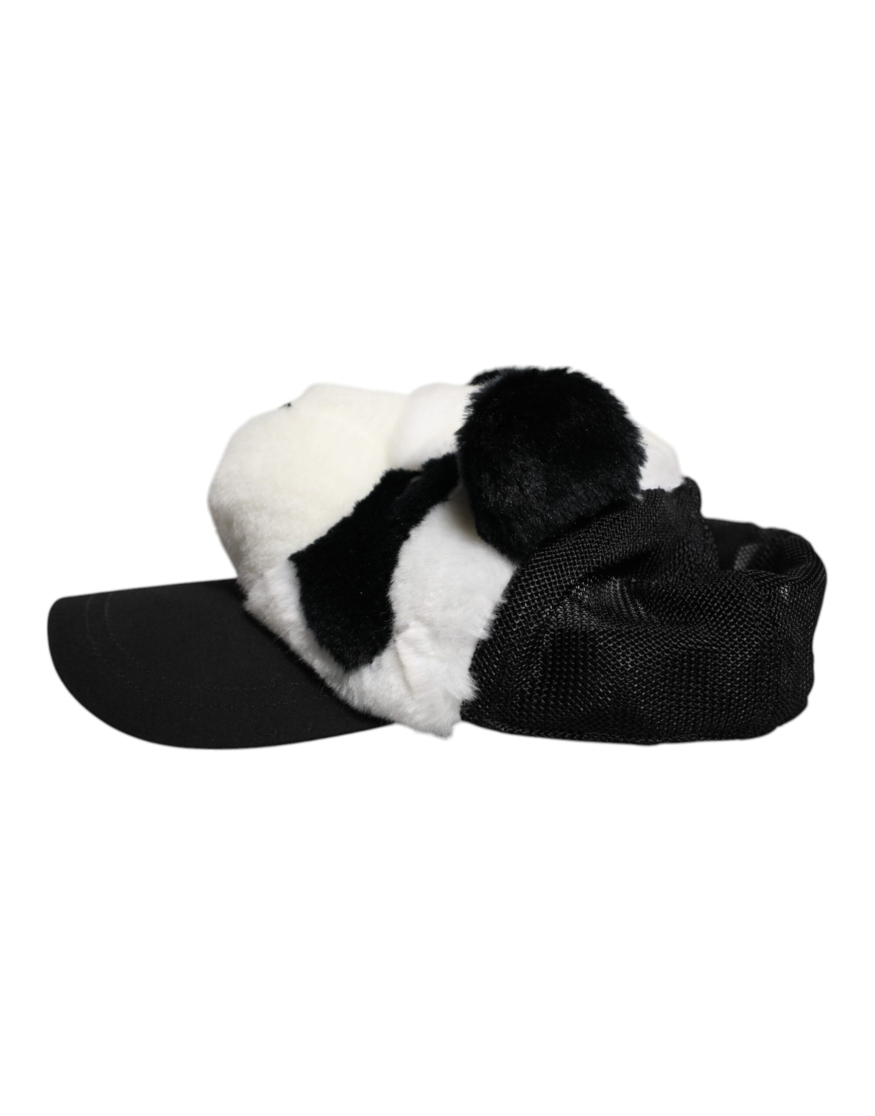 Dolce & Gabbana Black White Panda Fur Women Baseball Cap | Regal Royce
