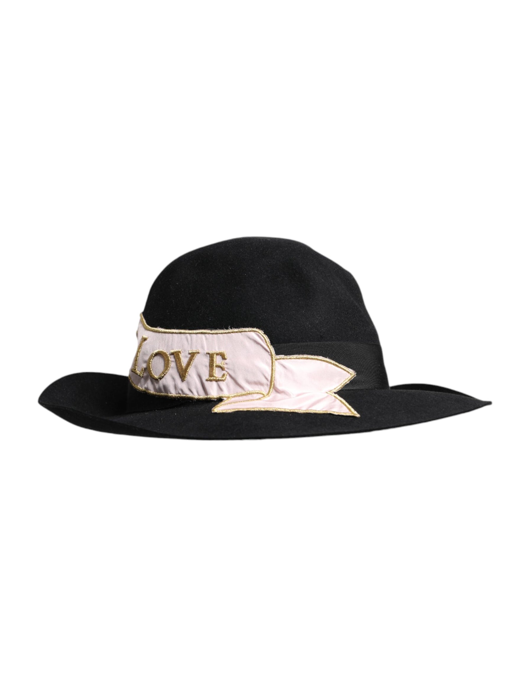 Dolce & Gabbana Black Logo Embroidered Women Wide Brim Hat | Regal Royce