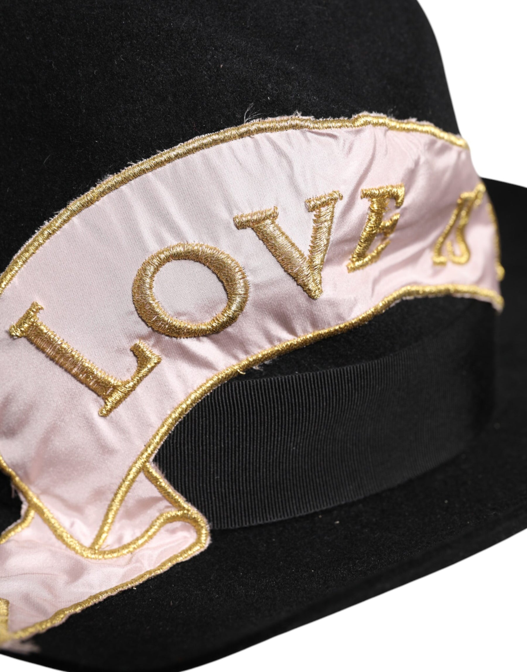 Dolce & Gabbana Black Logo Embroidered Women Wide Brim Hat | Regal Royce