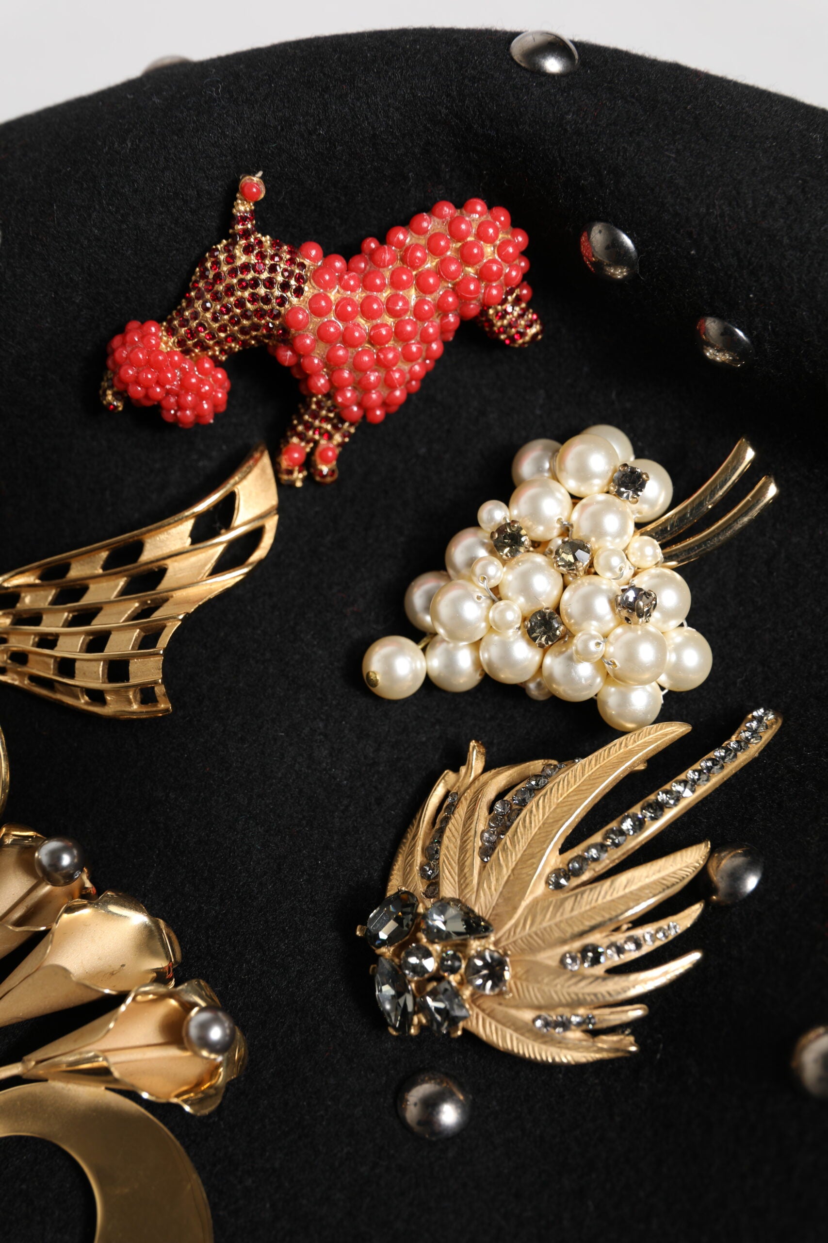 Dolce & Gabbana Black Wool Multicolor Embellished Cloche Hat | Regal Royce