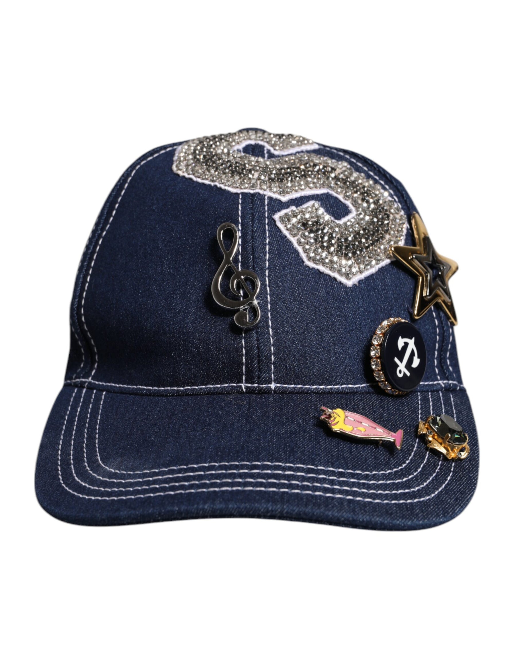 Dolce & Gabbana Blue Crystal Embellishment Baseball Cap | Regal Royce
