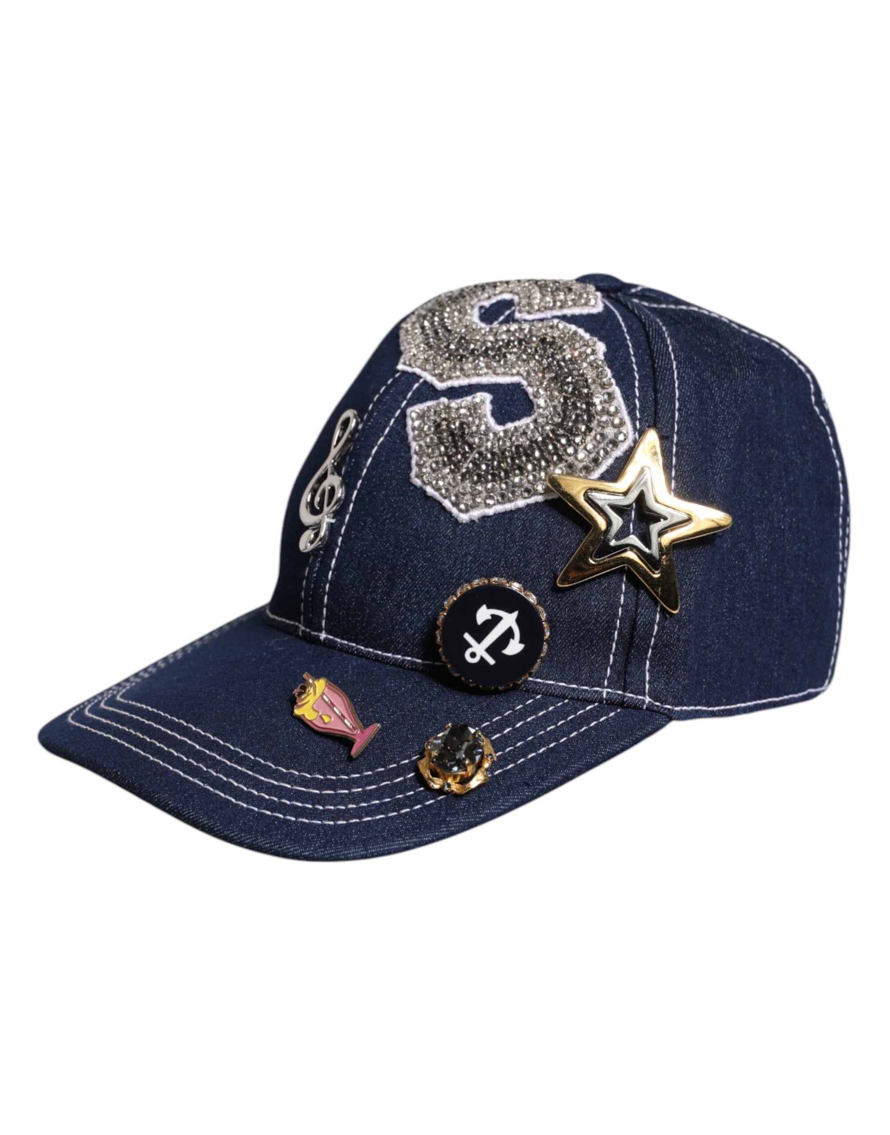 Dolce & Gabbana Blue Crystal Embellishment Baseball Cap | Regal Royce