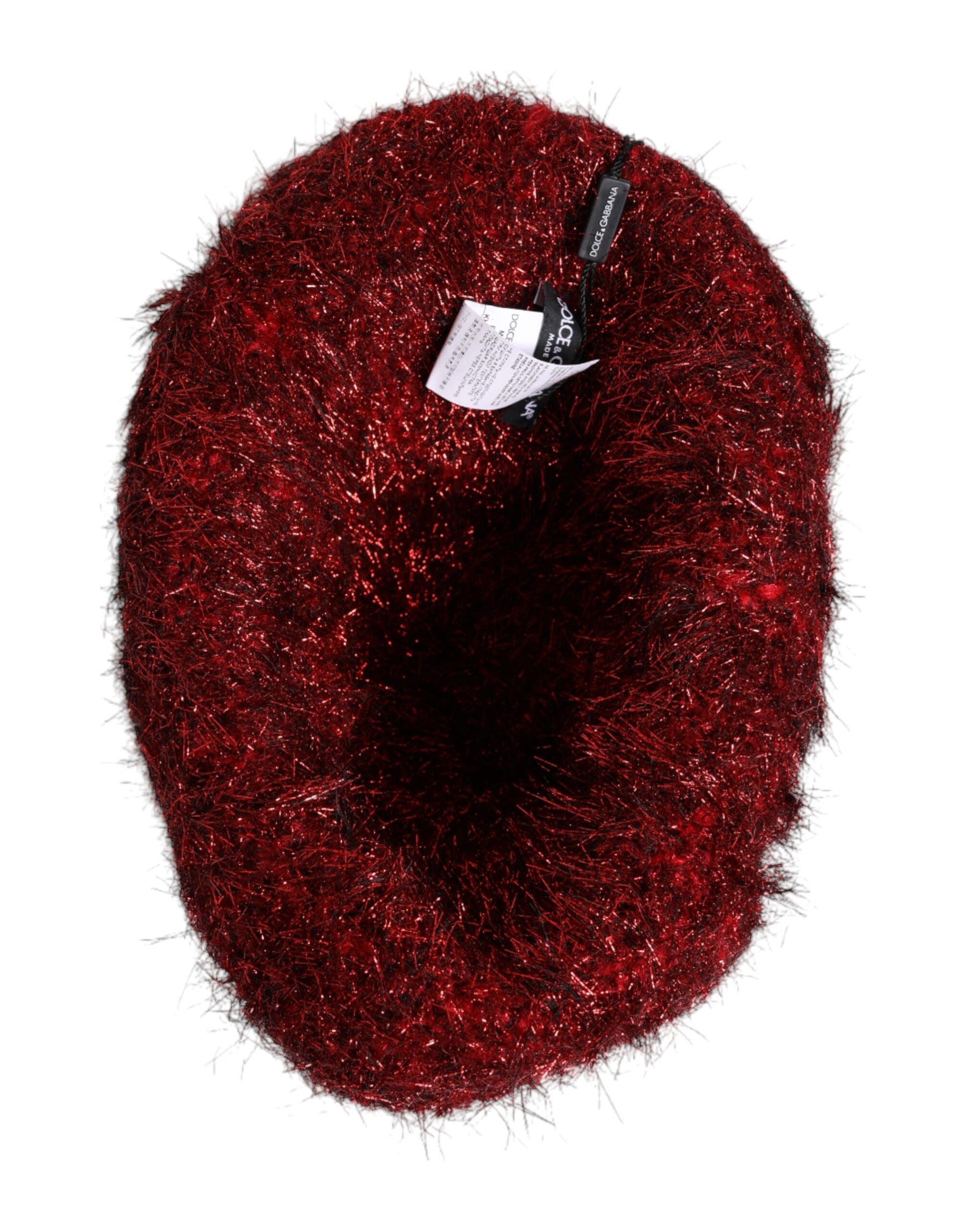 Dolce & Gabbana Red Viscose Tinsel Wide Brim Bucket Hat | Regal Royce