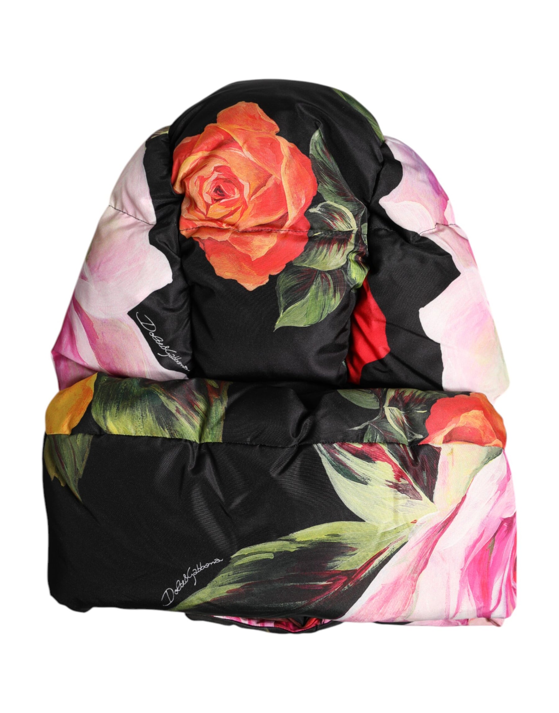 Dolce & Gabbana Black Floral Print Whole Head Wrap Hat | Regal Royce