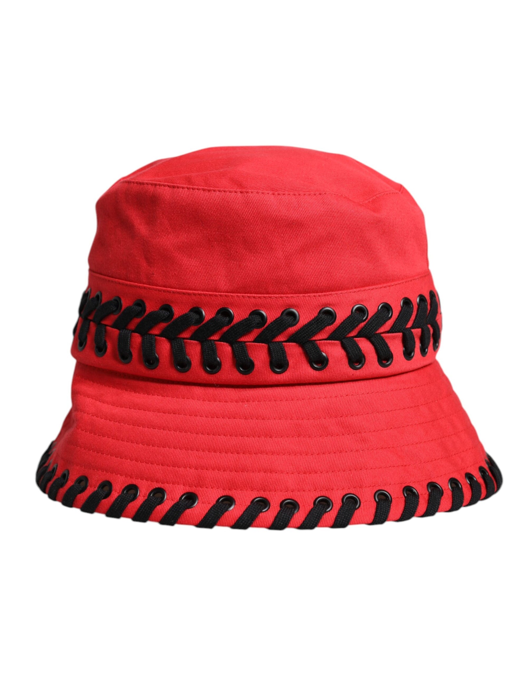 Dolce & Gabbana Red Lace Polyester Wide Brim Bucket Hat | Regal Royce