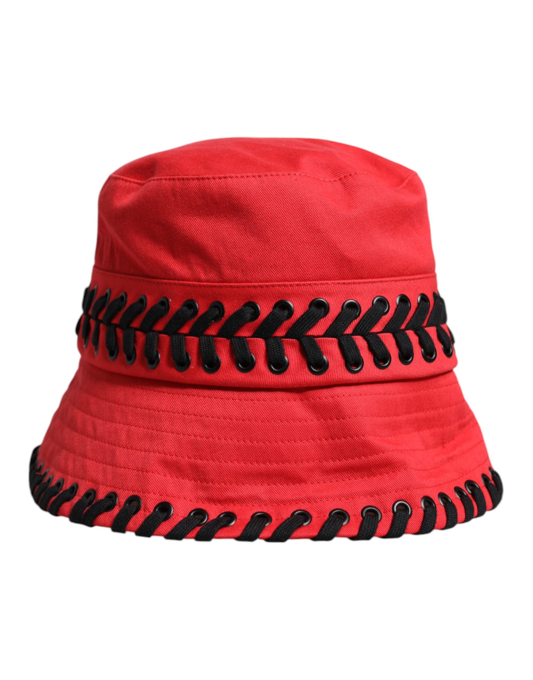 Dolce & Gabbana Red Lace Polyester Wide Brim Bucket Hat | Regal Royce
