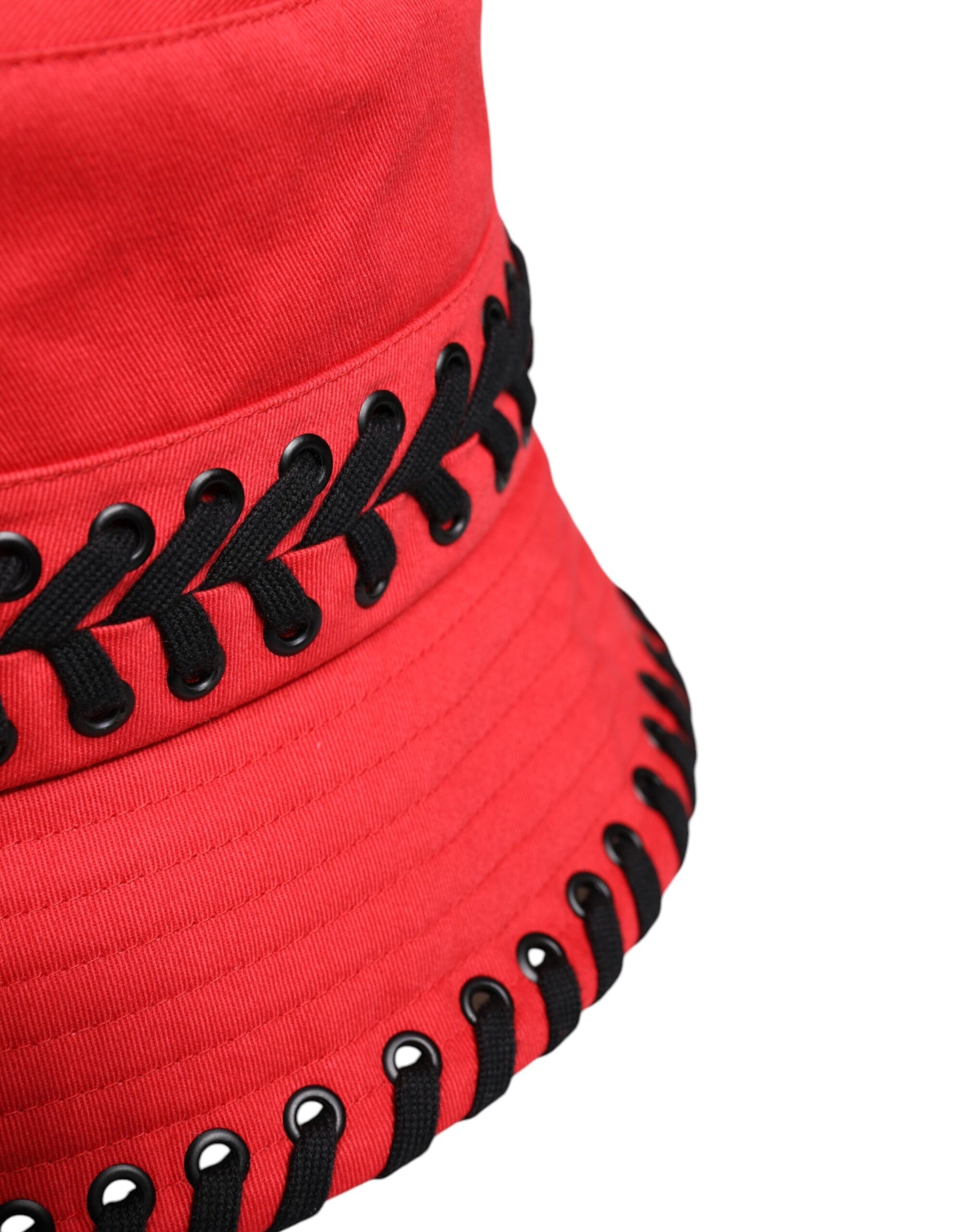 Dolce & Gabbana Red Lace Polyester Wide Brim Bucket Hat | Regal Royce