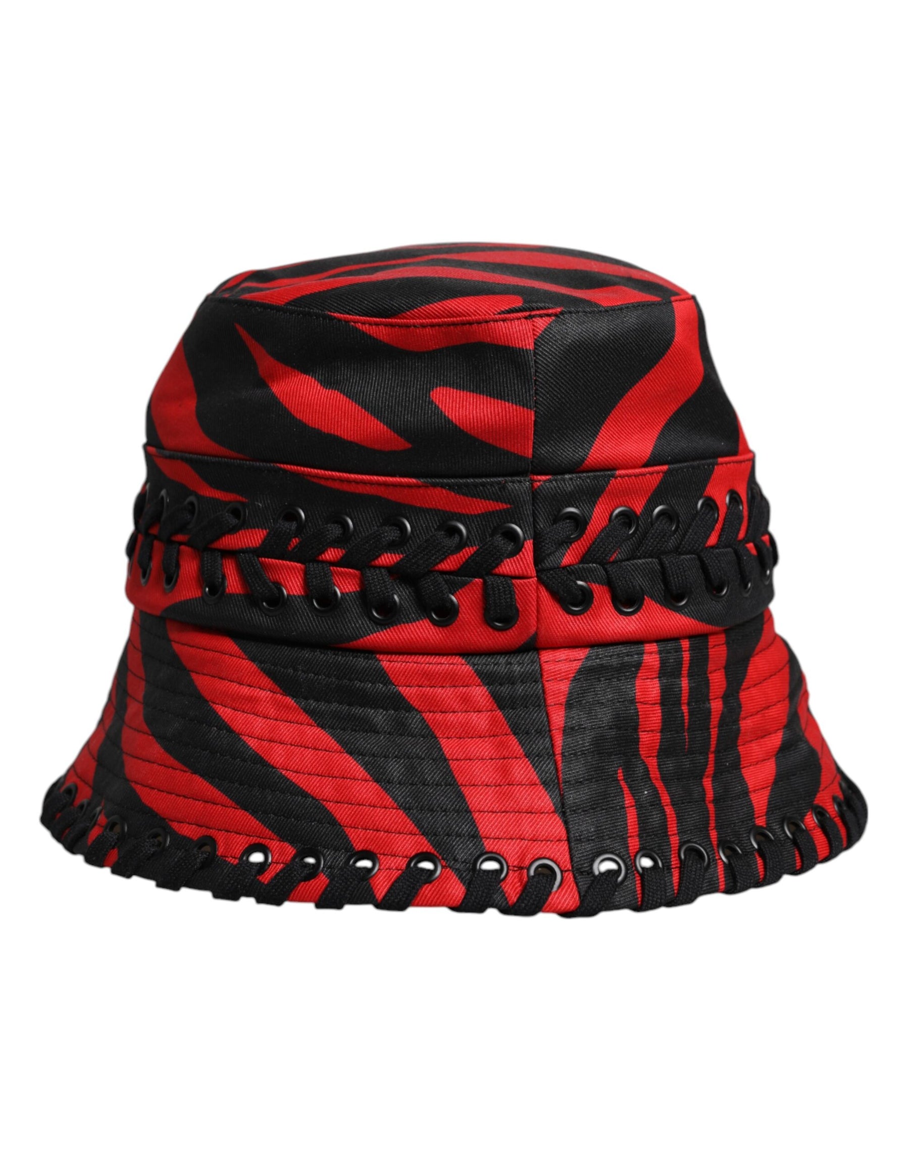 Dolce & Gabbana Black Red Stripe Polyester Wide Brim Bucket Hat | Regal Royce