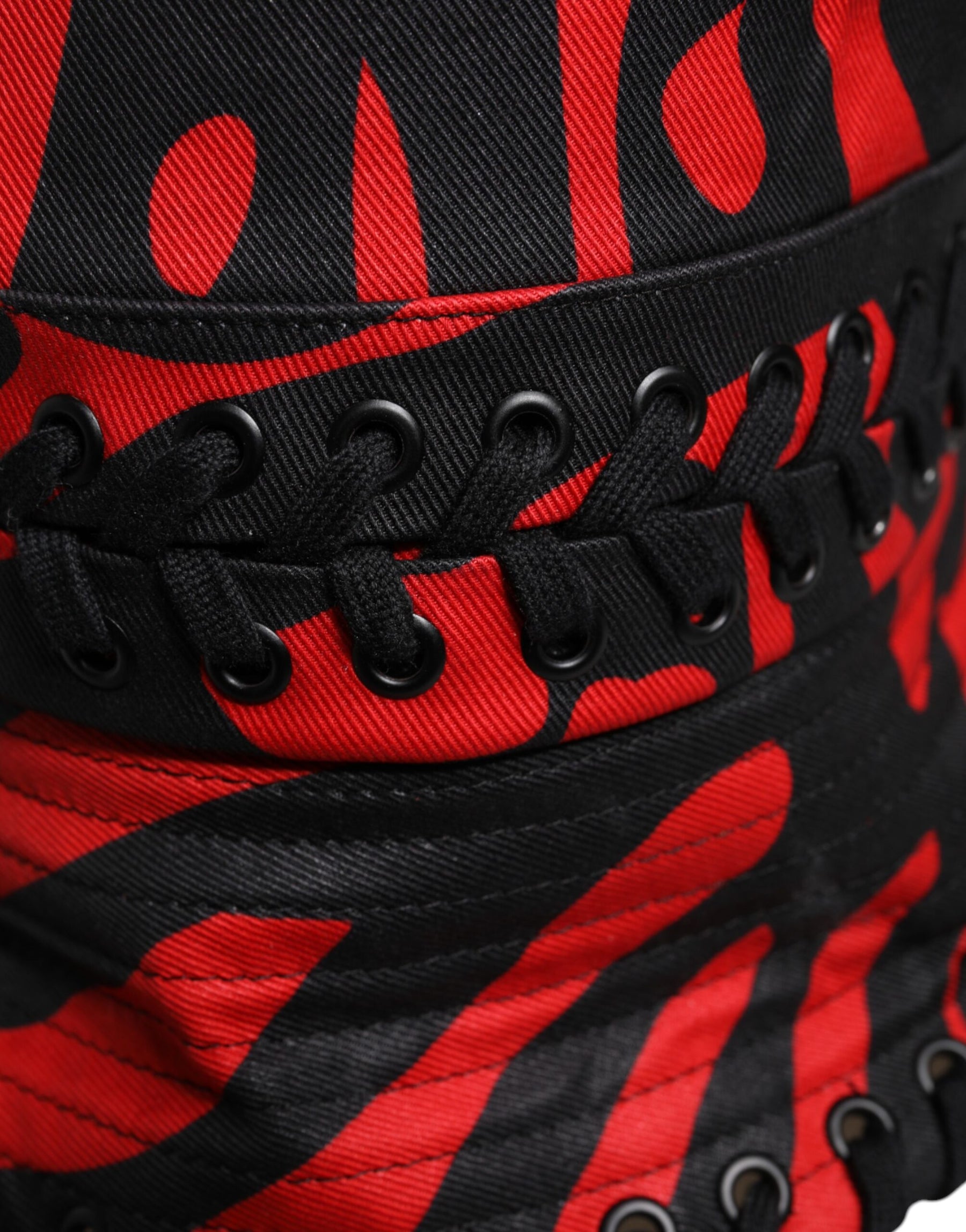 Dolce & Gabbana Black Red Stripe Polyester Wide Brim Bucket Hat | Regal Royce