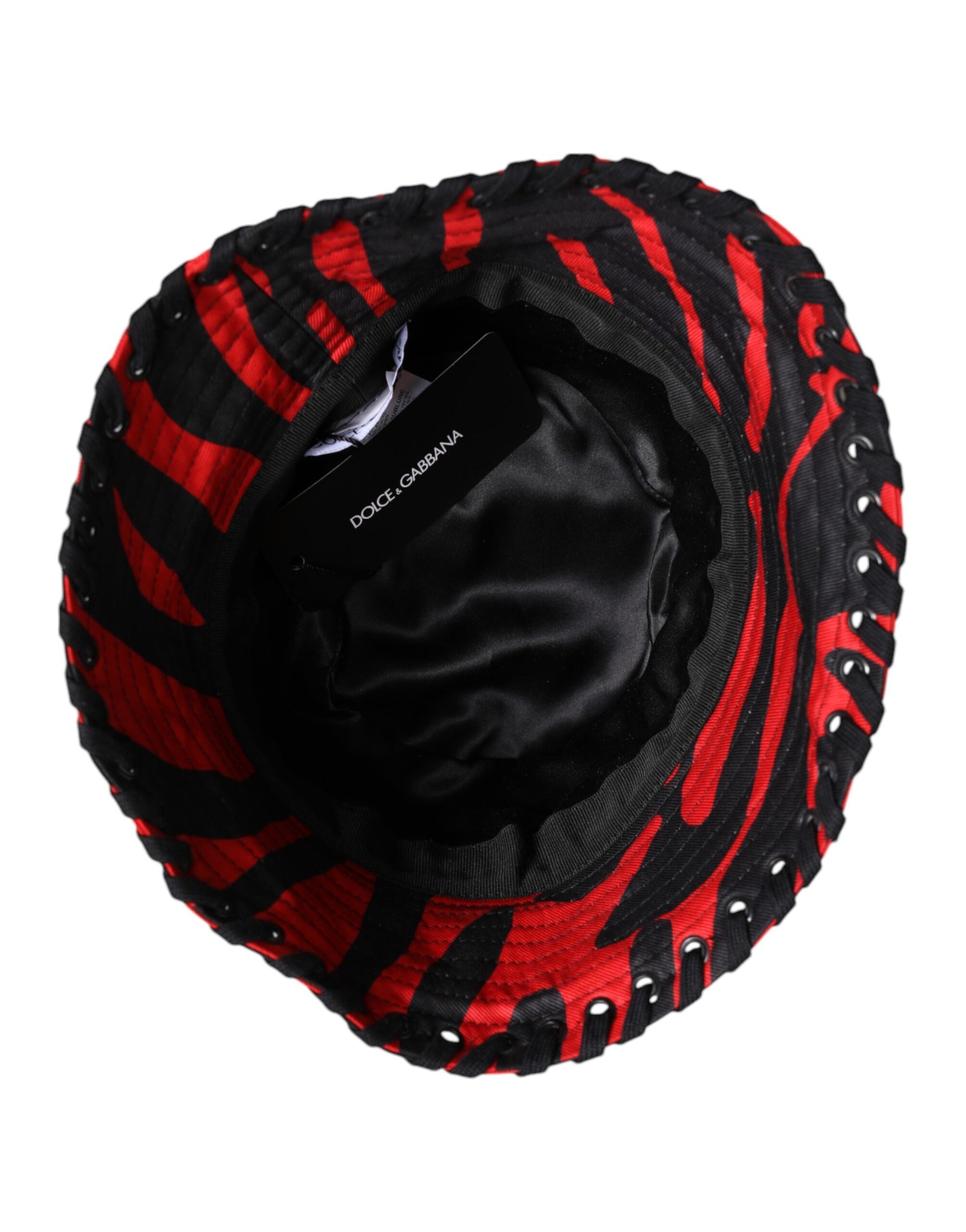 Dolce & Gabbana Black Red Stripe Polyester Wide Brim Bucket Hat | Regal Royce