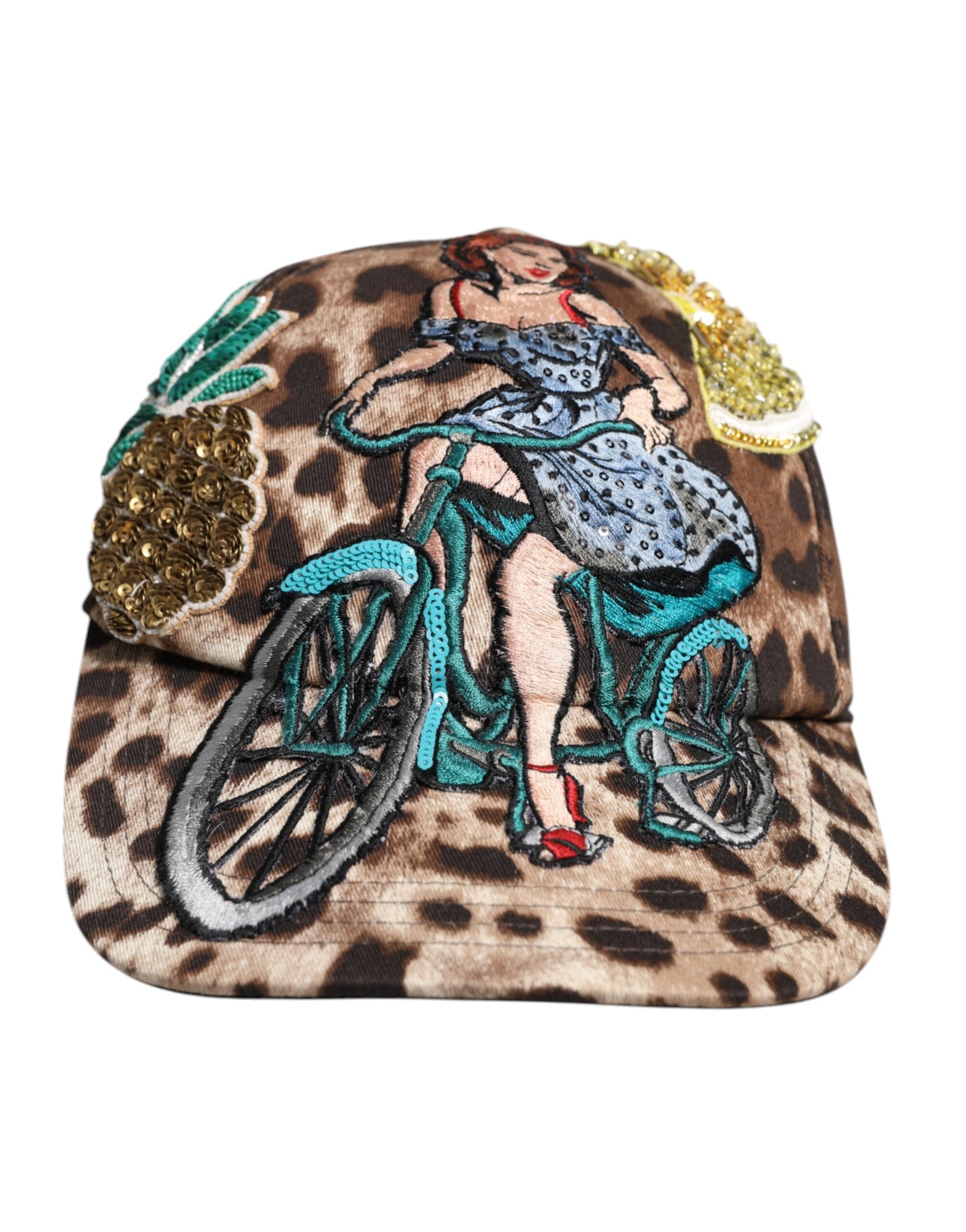 Dolce & Gabbana Brown Leopard Sequin Sicily Baseball Cap | Regal Royce