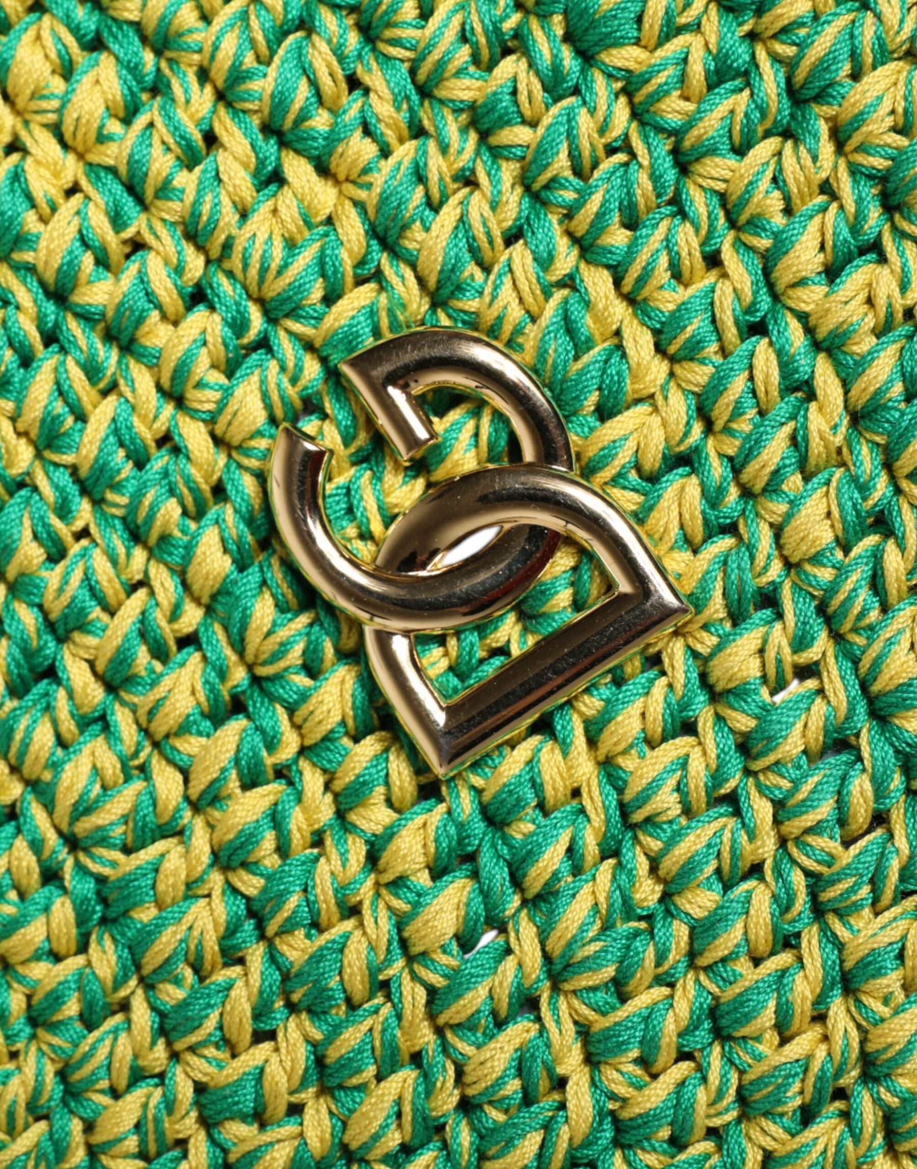 Dolce & Gabbana Green Cotton Crochet DG Logo Bucket Hat | Regal Royce