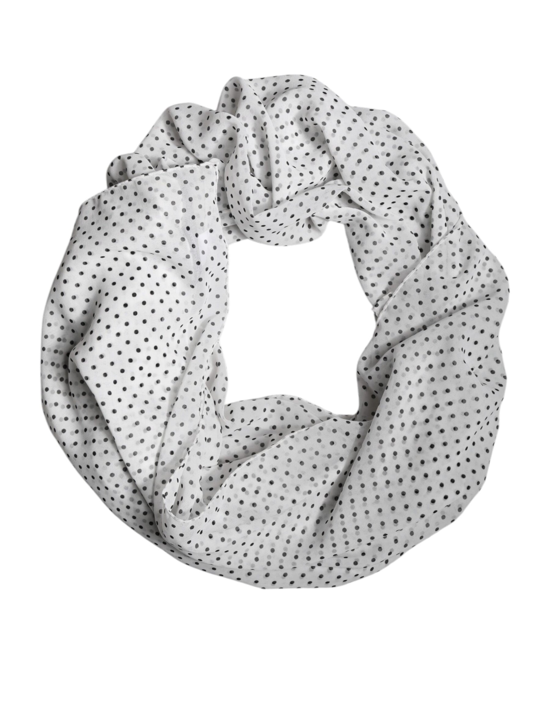 Dolce & Gabbana White Polka Dots Polyester Wrap Shawl Scarf | Regal Royce