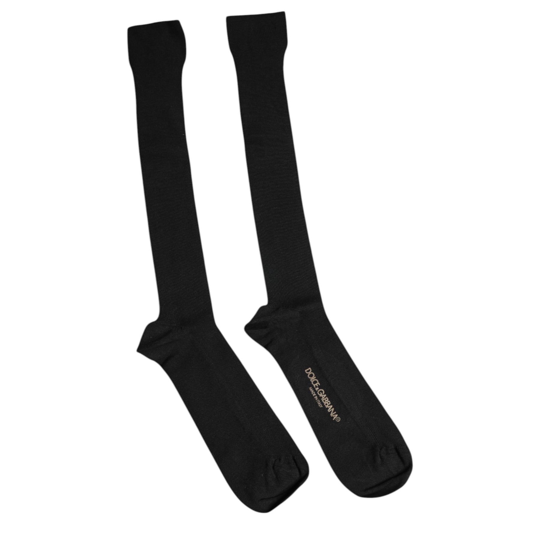 Dolce & Gabbana Black Viscose Logo Over The Calf Socks | Regal Royce