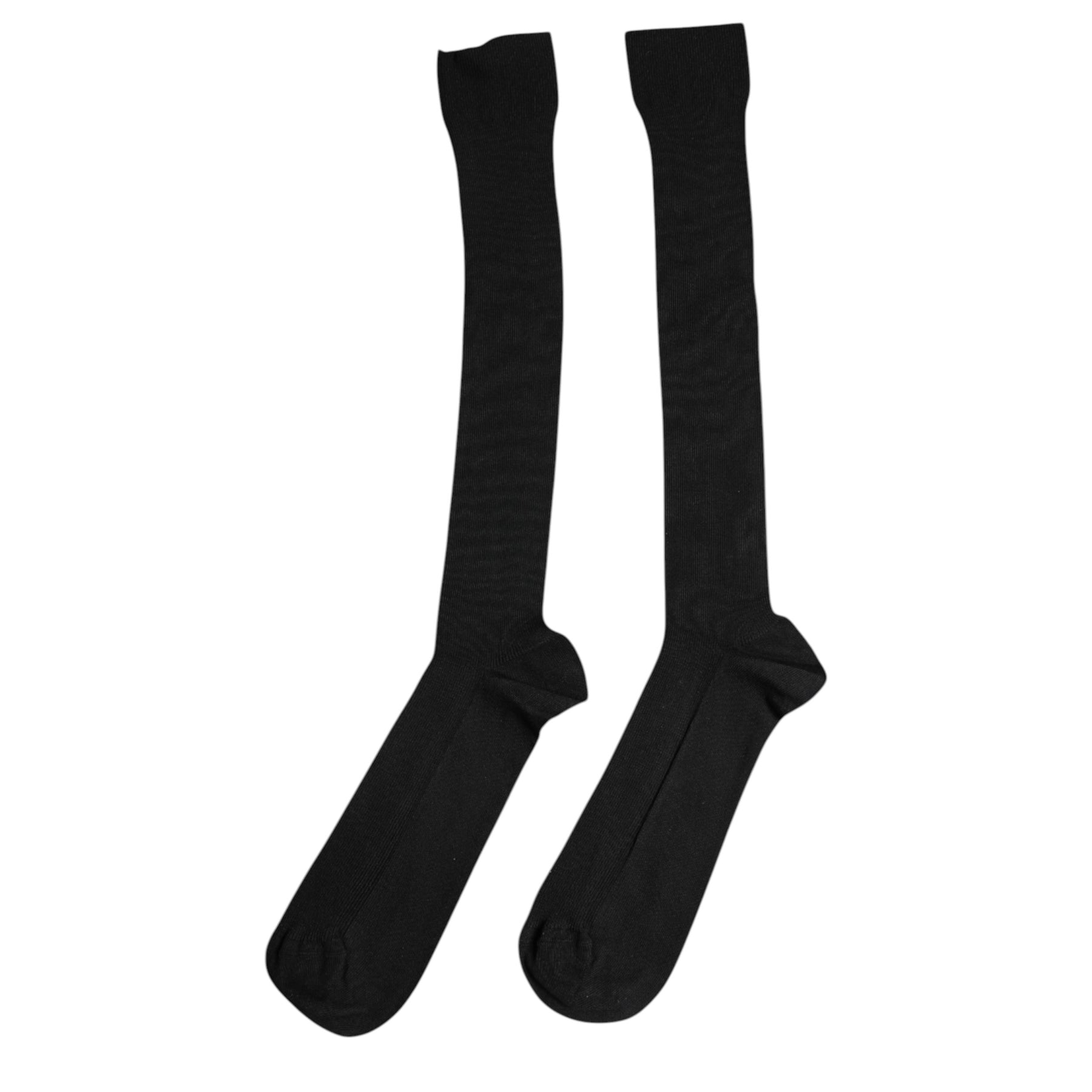 Dolce & Gabbana Black Viscose Logo Over The Calf Socks | Regal Royce