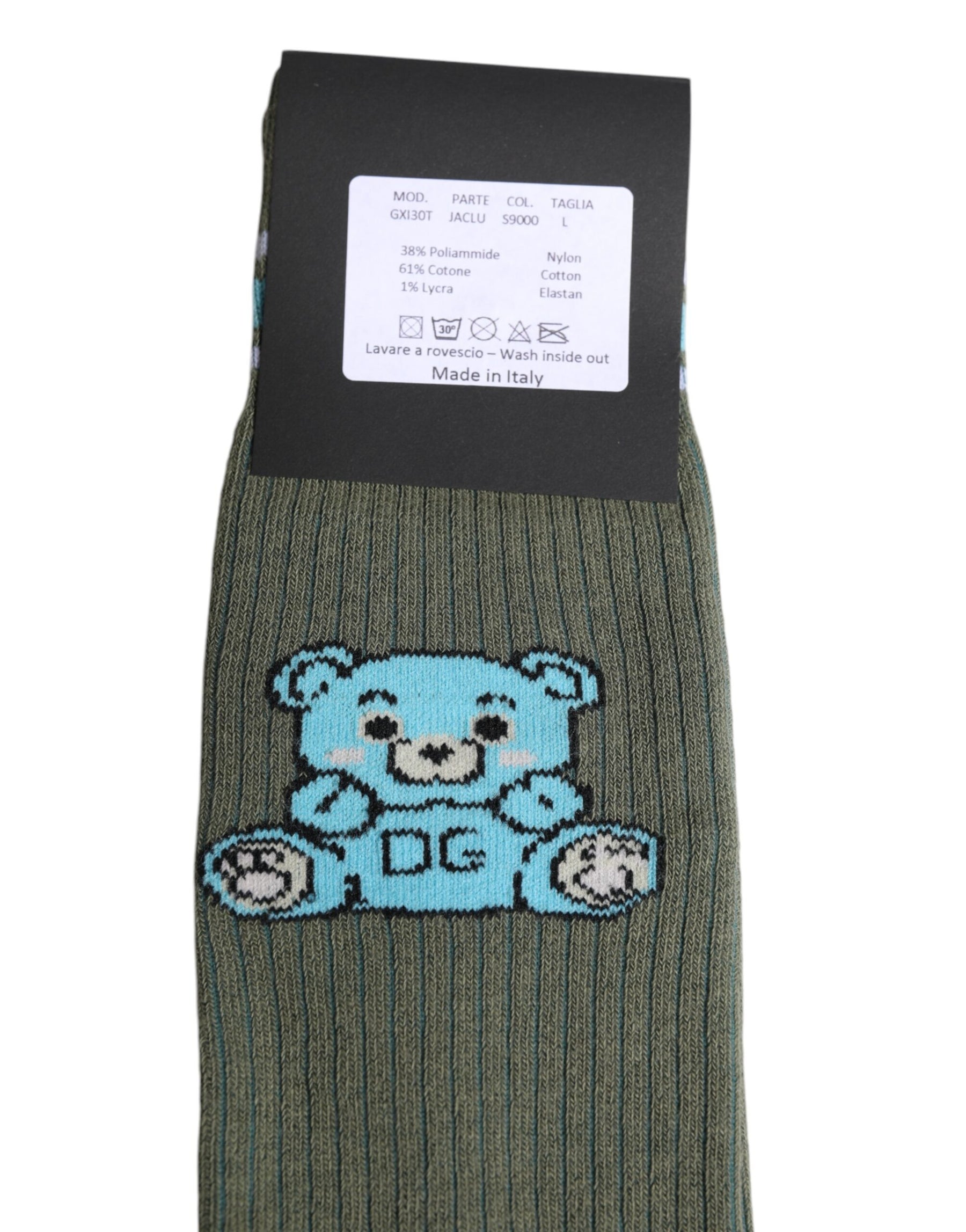 Dolce & Gabbana Gray Cotton DG Bear Mid Calf Socks | Regal Royce