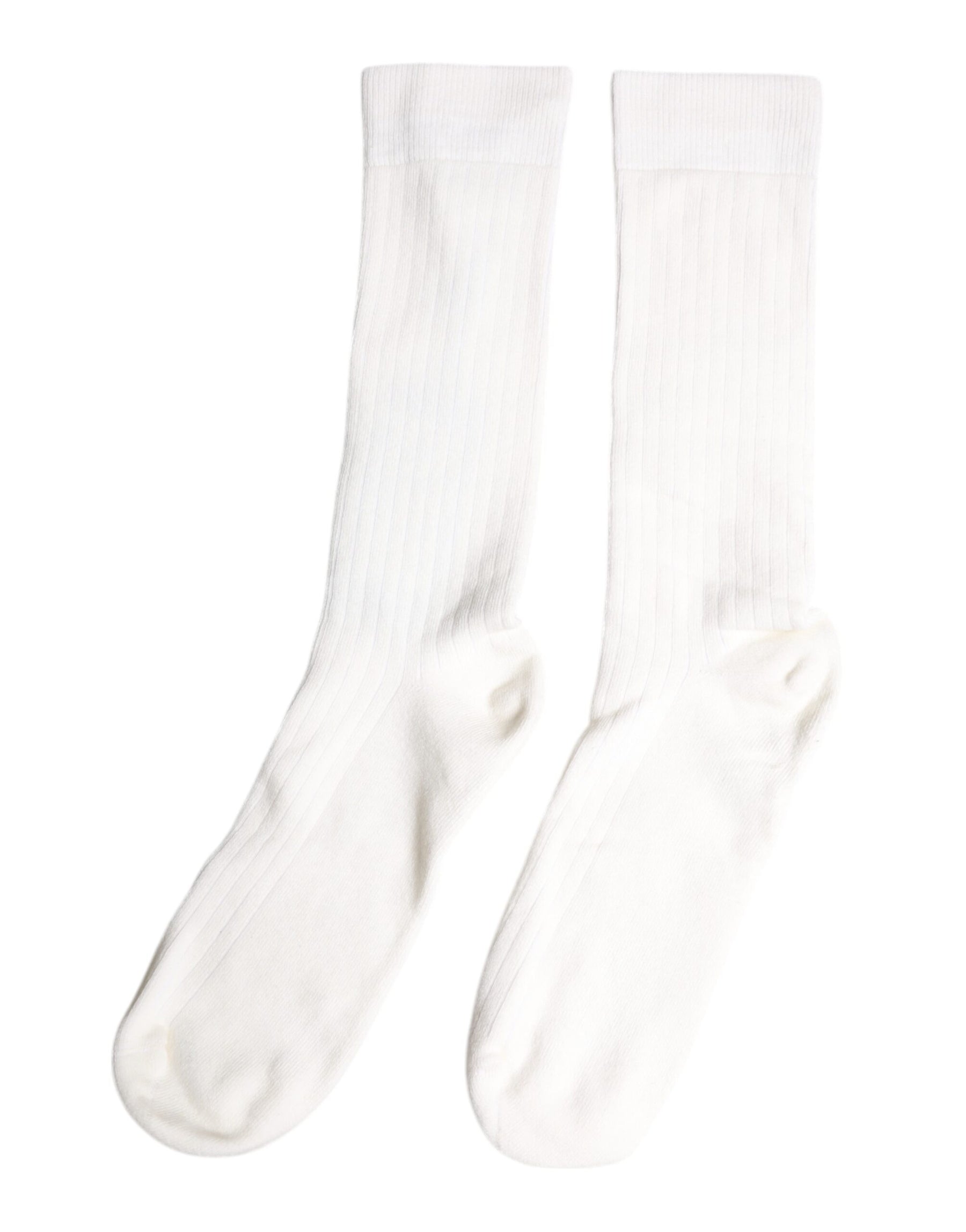Dolce & Gabbana White Cotton Solid Mid Calf Men Socks | Regal Royce