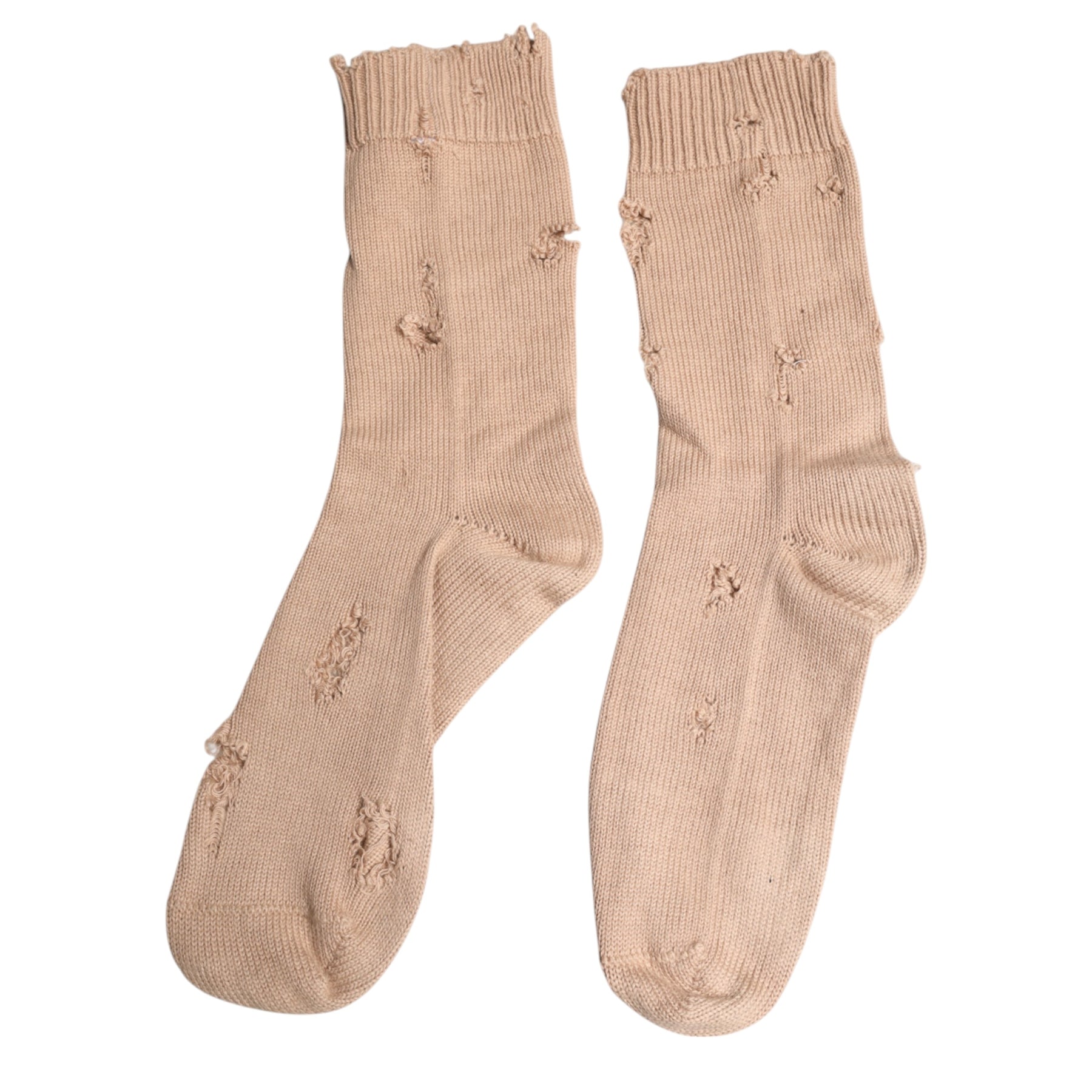 Dolce & Gabbana Beige Solid Stretch Mid Calf Men Socks | Regal Royce