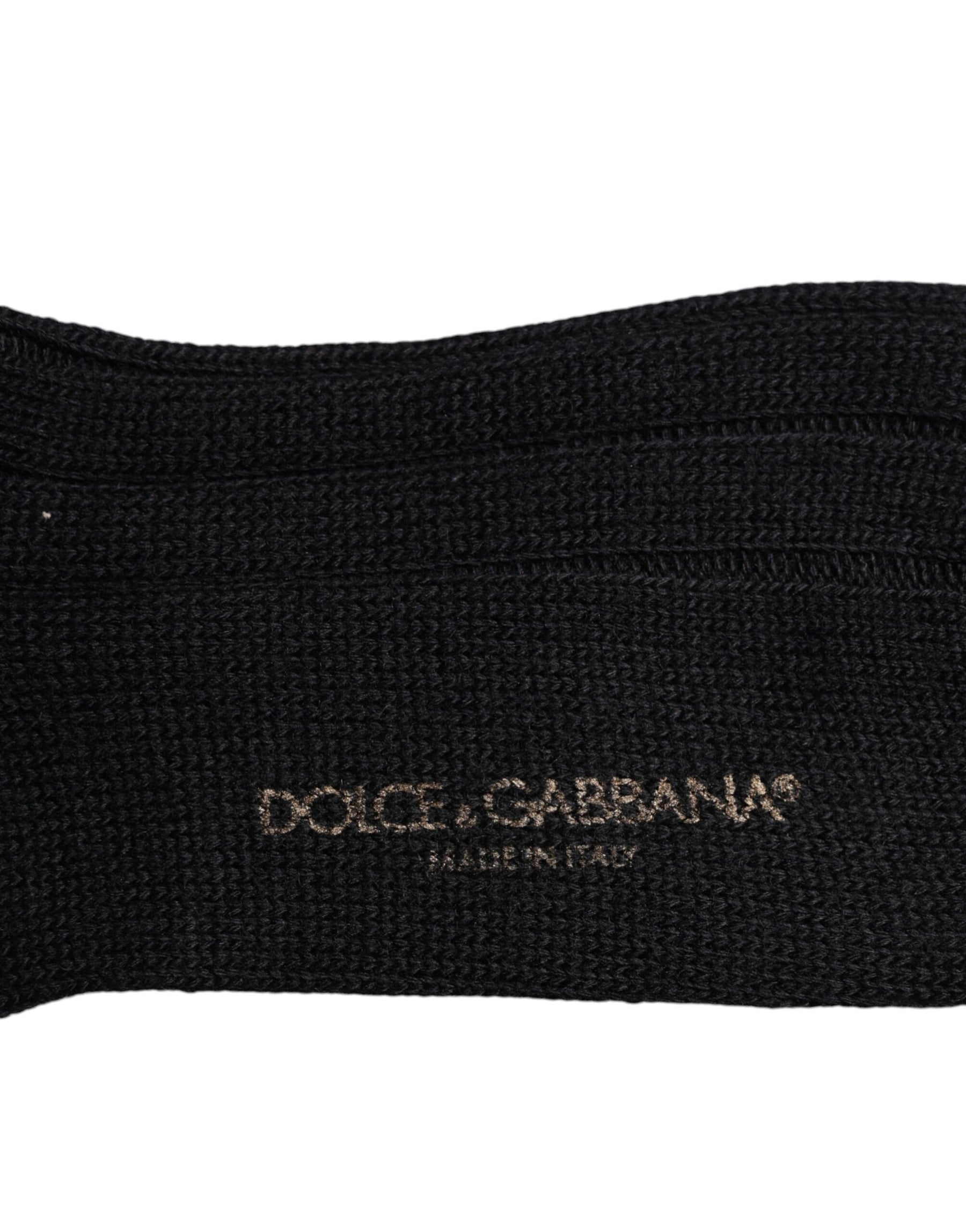 Dolce & Gabbana Black DG Logo Print Over The Calf Socks | Regal Royce