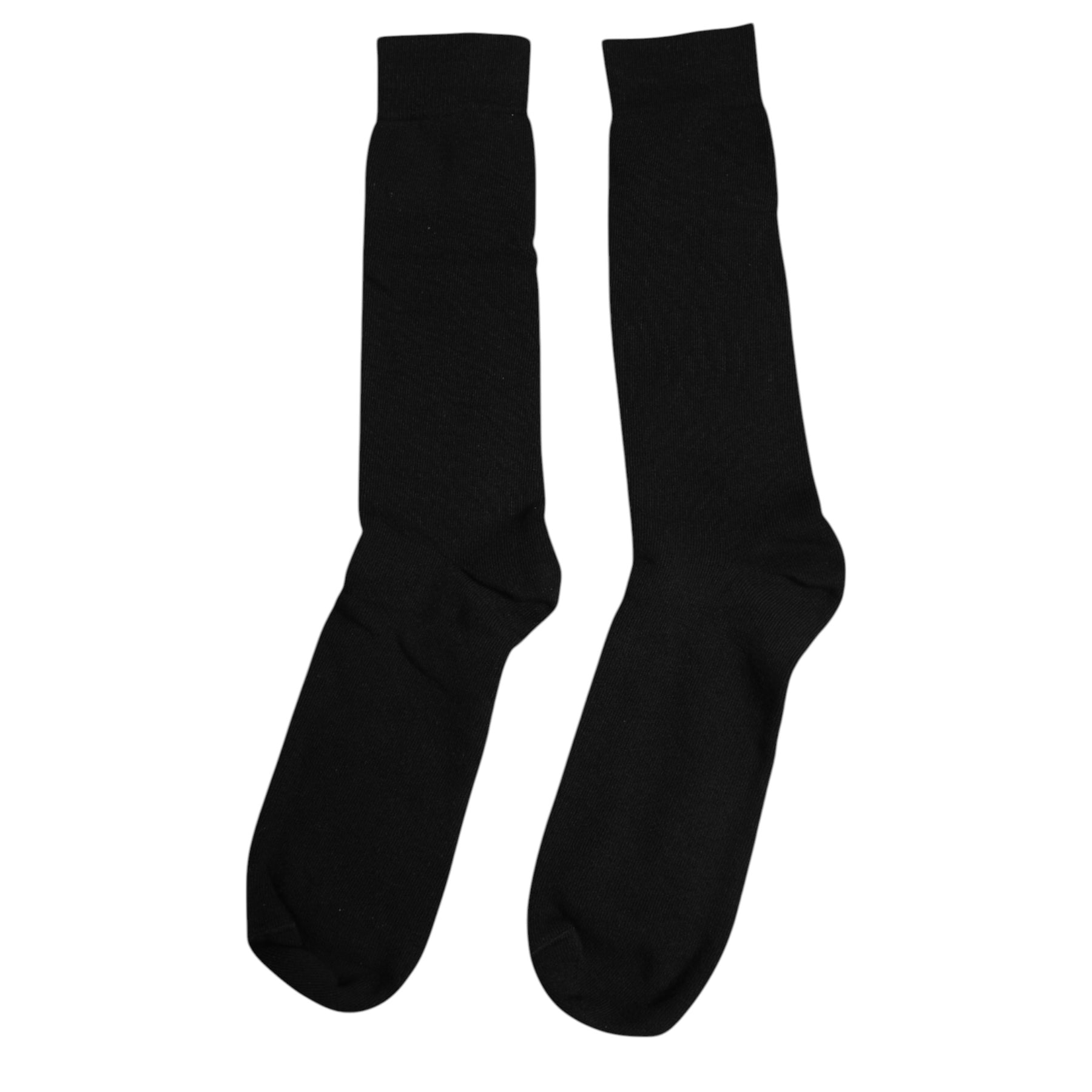 Dolce & Gabbana Black Solid Cotton Mid Calf Men Socks | Regal Royce