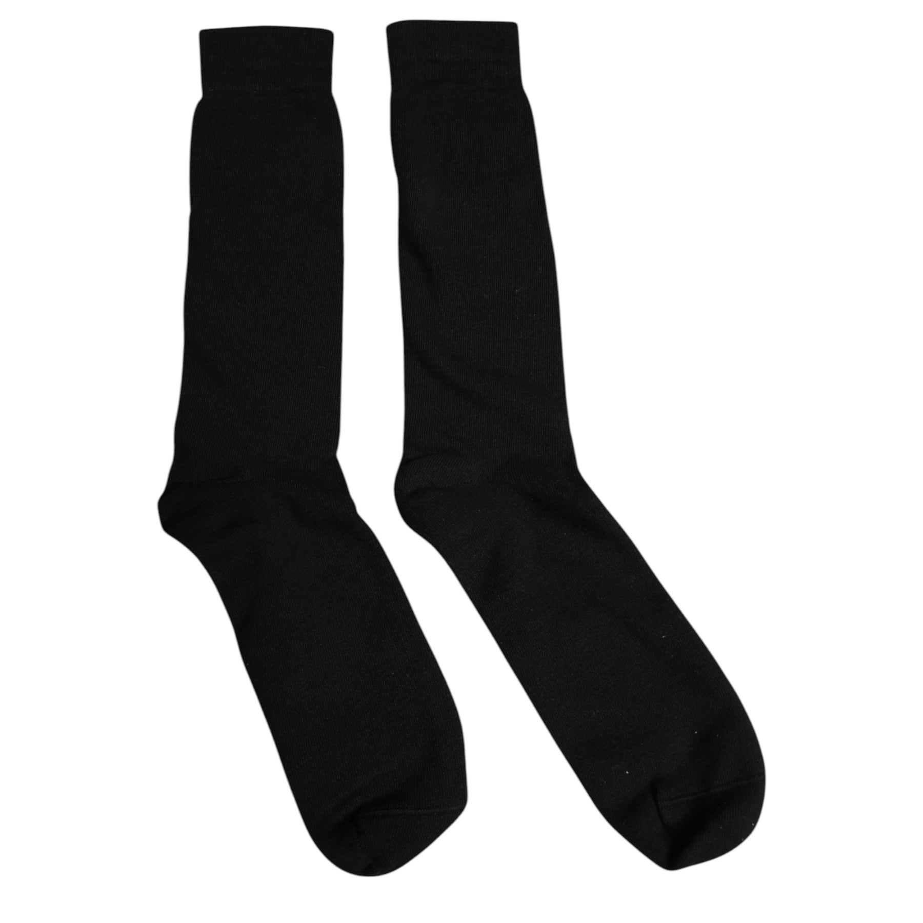 Dolce & Gabbana Black Solid Cotton Mid Calf Men Socks | Regal Royce
