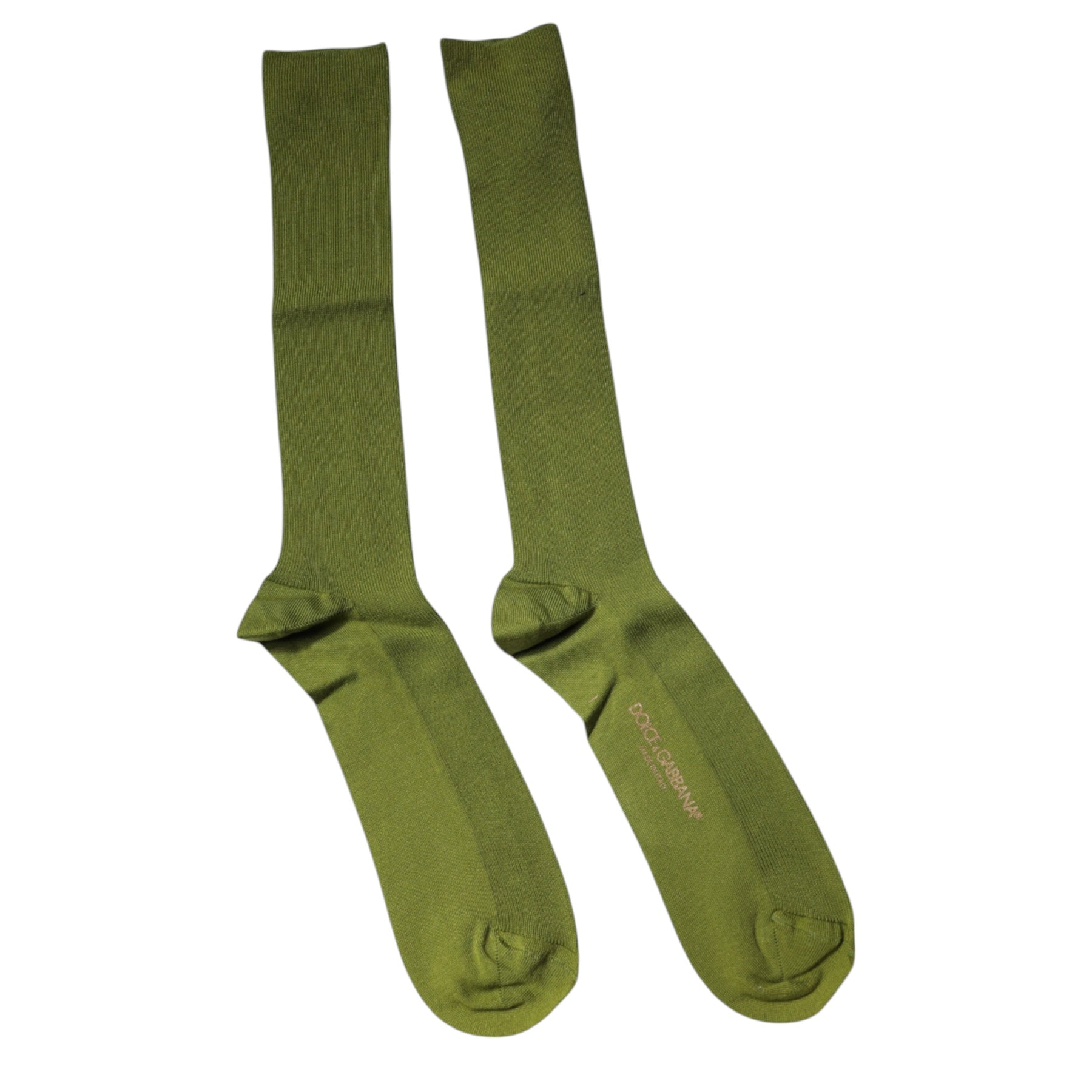 Dolce & Gabbana Green Cotton Logo Over The Calf Socks | Regal Royce