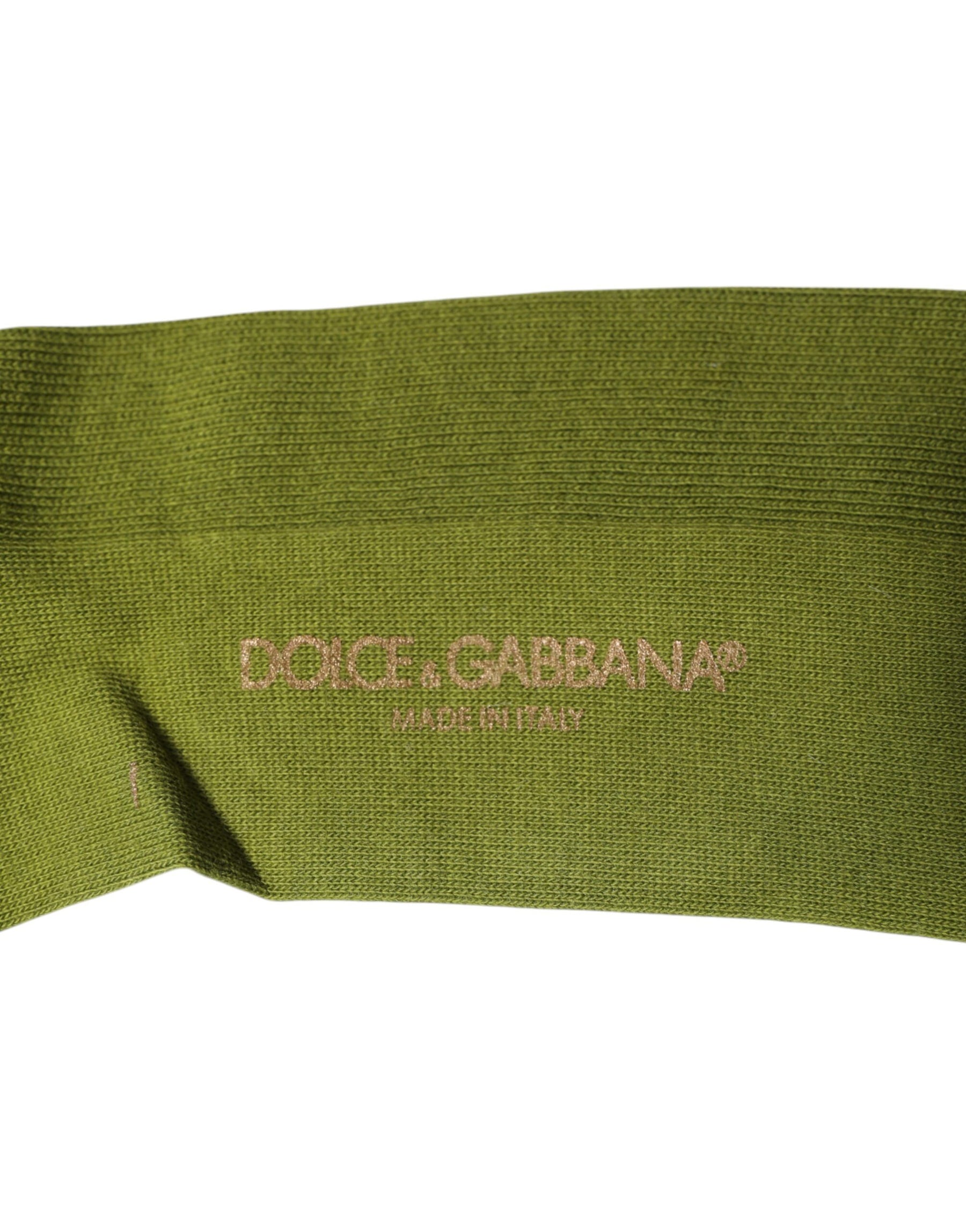 Dolce & Gabbana Green Cotton Logo Over The Calf Socks | Regal Royce