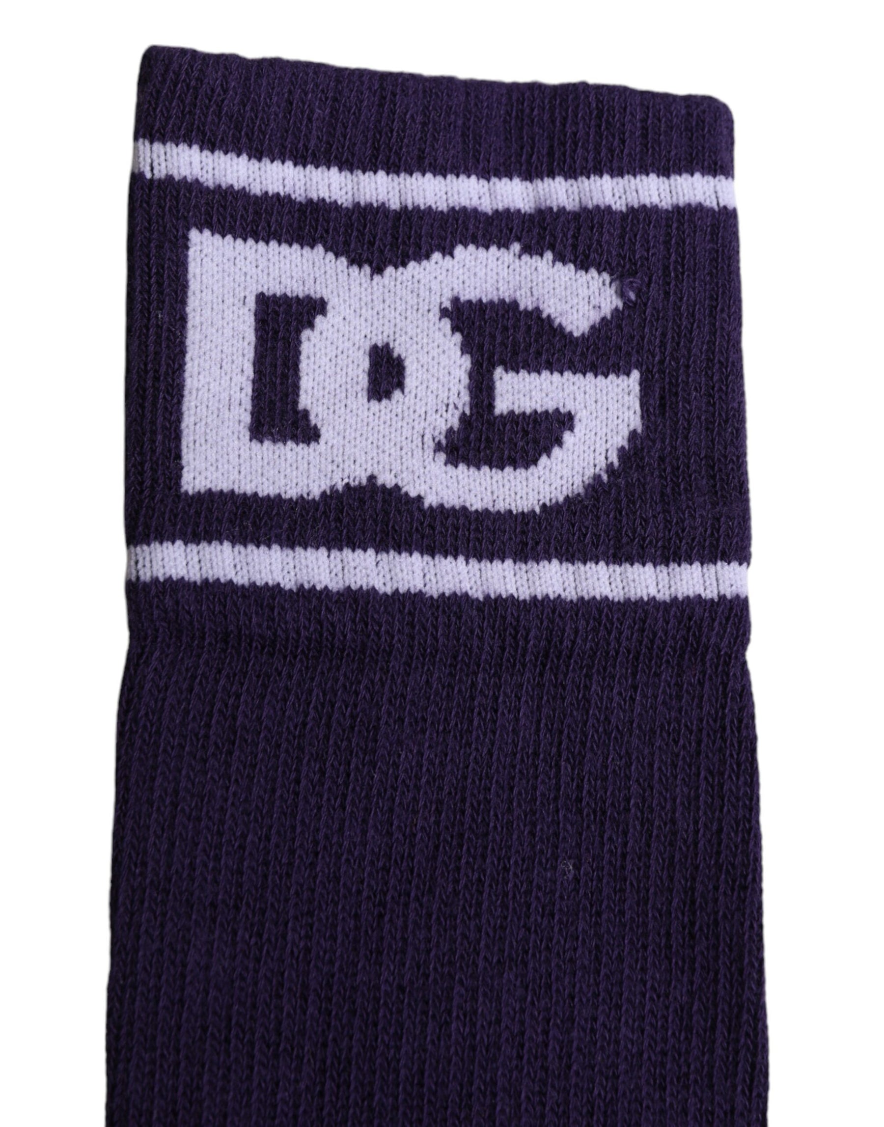 Dolce & Gabbana Purple Cotton DG Logo Print Open Toe Socks | Regal Royce