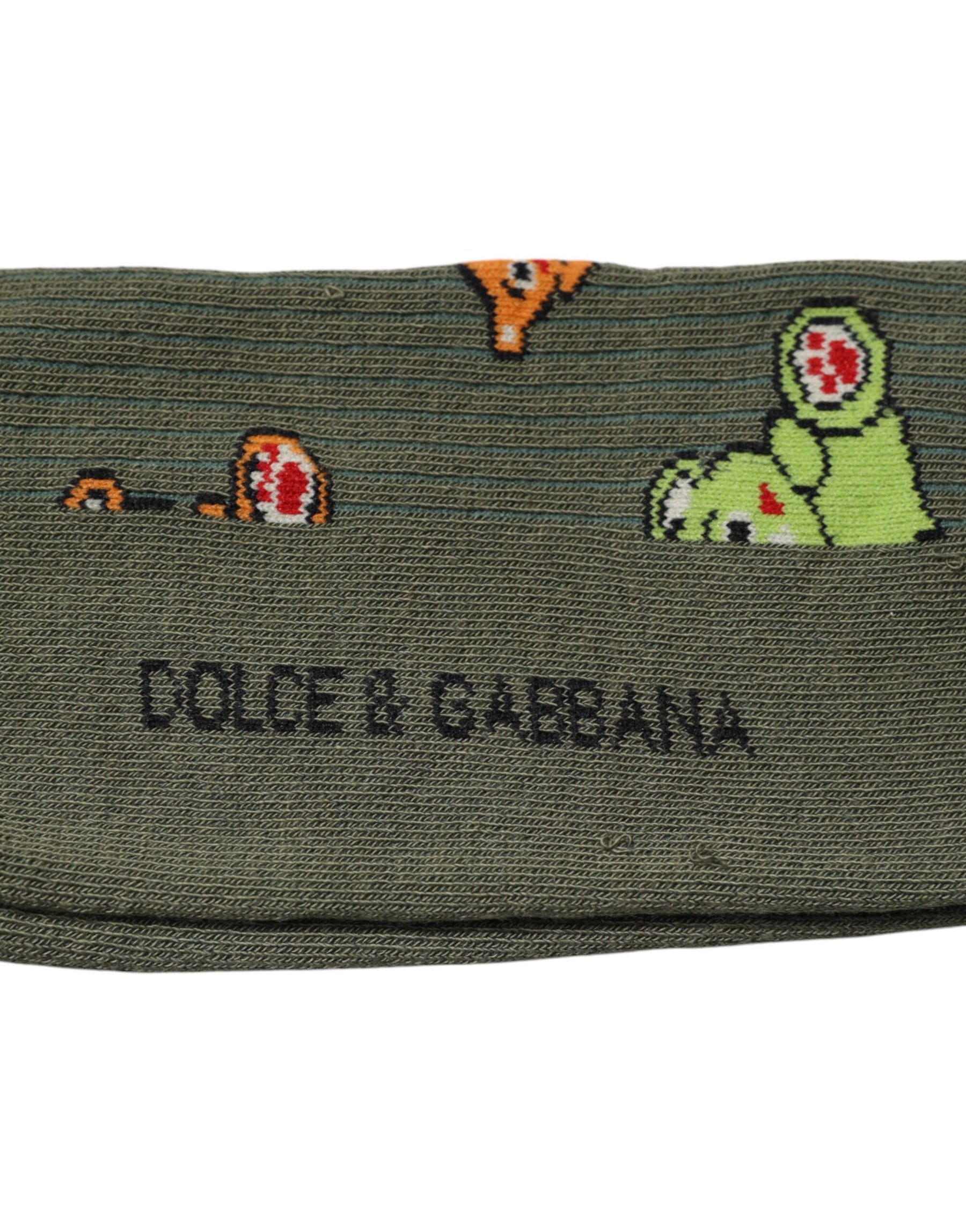 Dolce & Gabbana Green Nylon DG Bear Printed Mid Calf Socks | Regal Royce